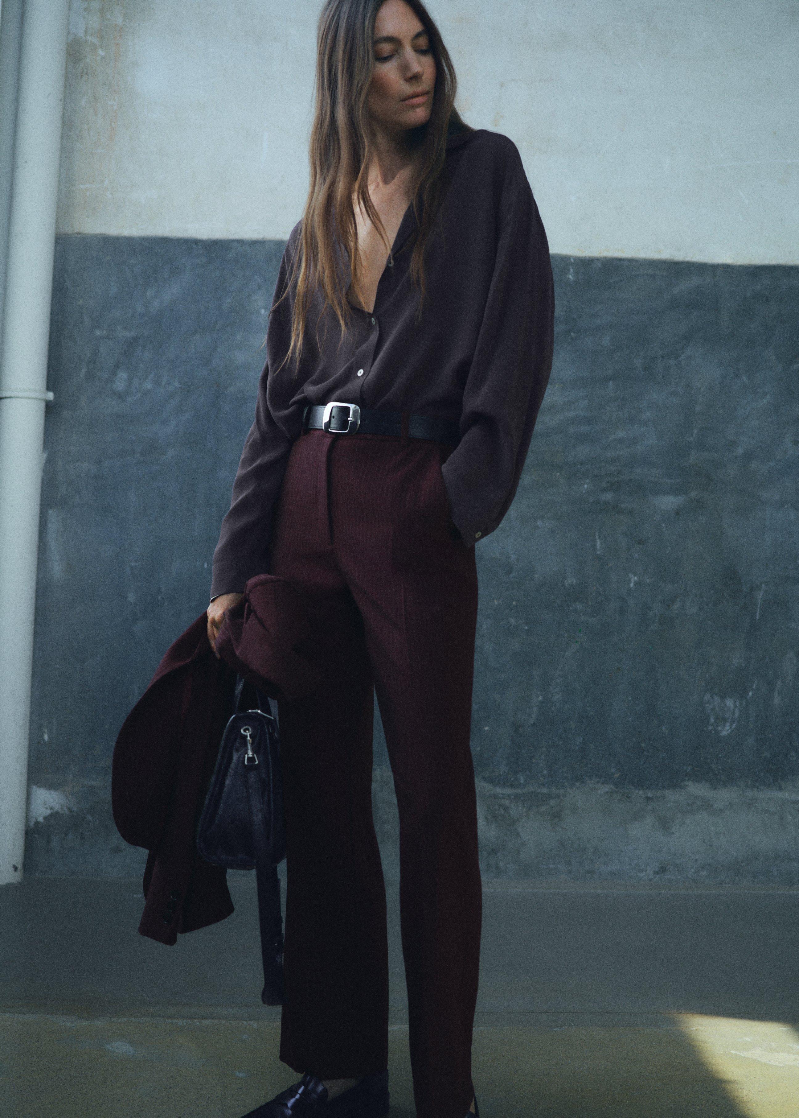 Red Straight-Fit Suit Trousers, Dark Red, large image number 0