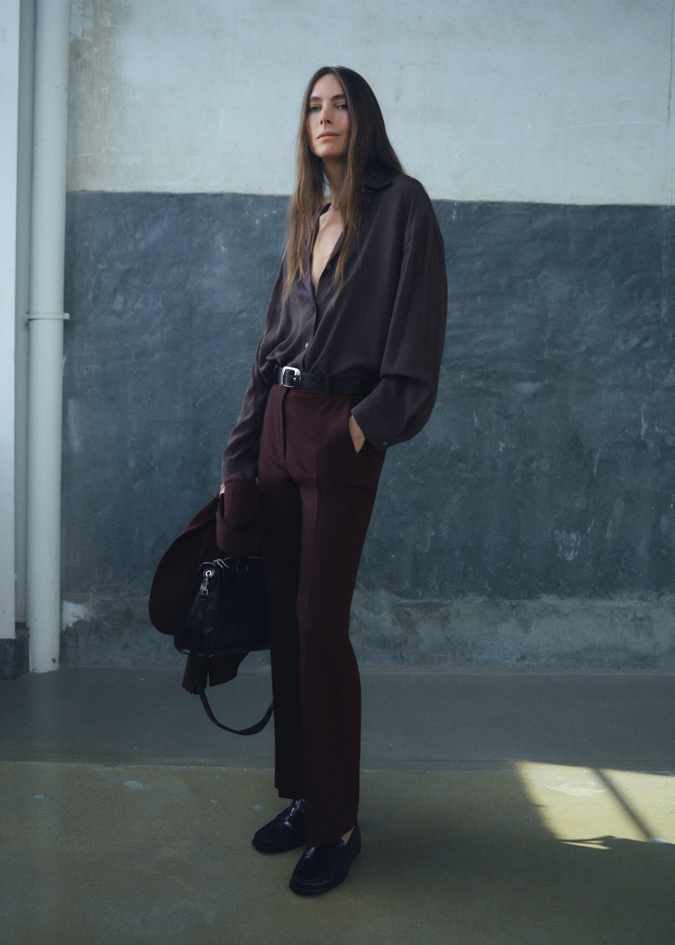 Red Straight-Fit Suit Trousers, Dark Red, large image number 2