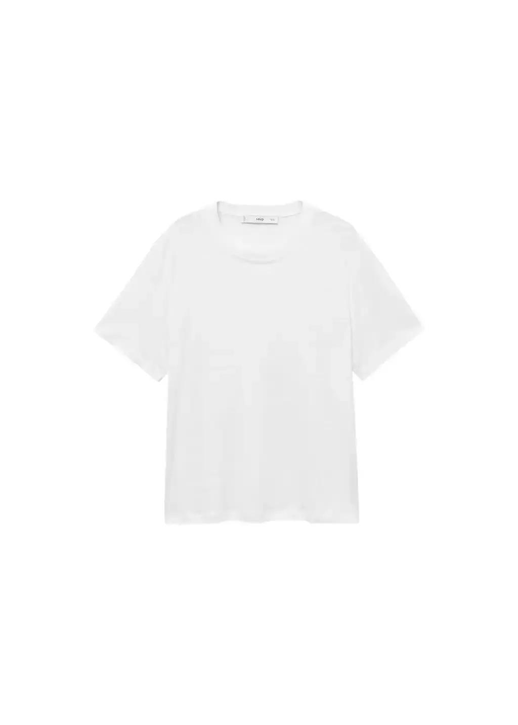 White Short-Sleeved Linen T-Shirt, , large image number 3