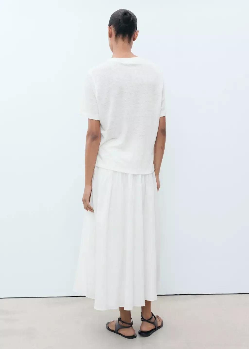 White Short-Sleeved Linen T-Shirt, , large image number 5