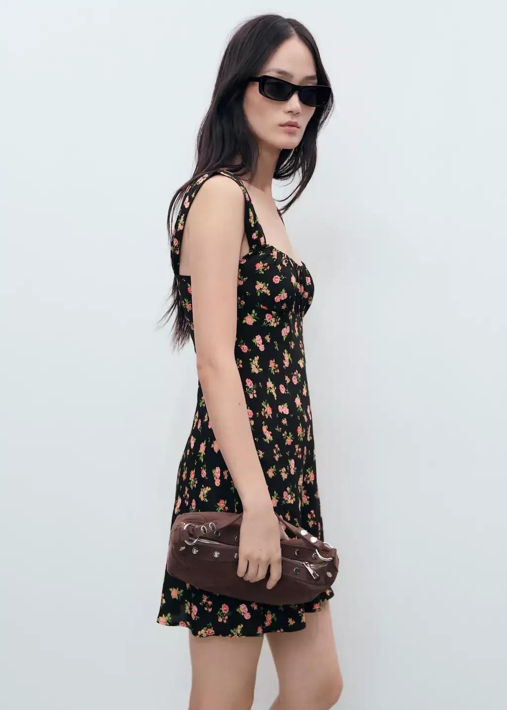 Pink Short Dress With Ruched Neckline, Pink, large image number 0