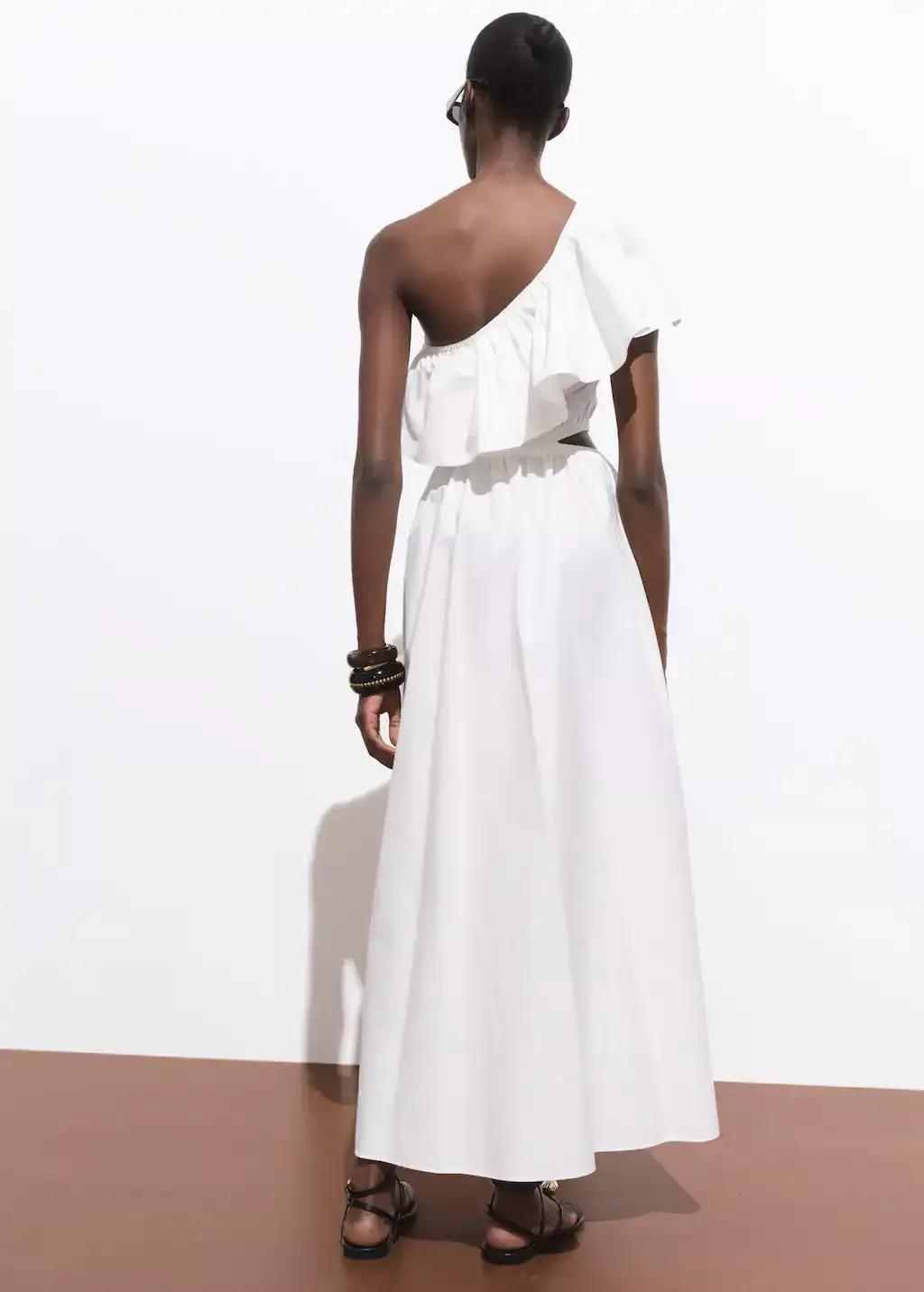 WHITE Asymmetrical dress with cut-out, , large image number 5