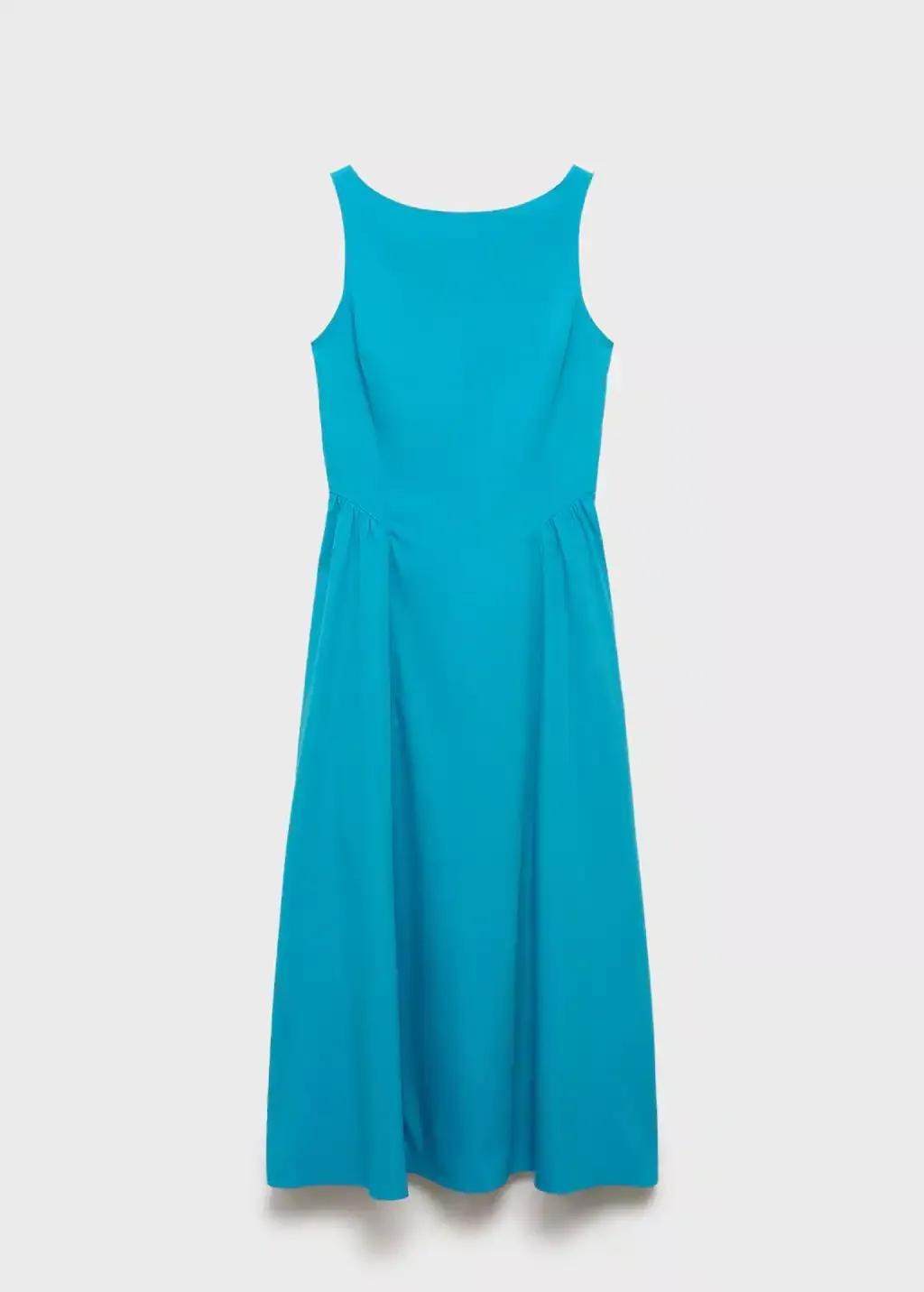 Blue Flared Midi-Dress, , large image number 3