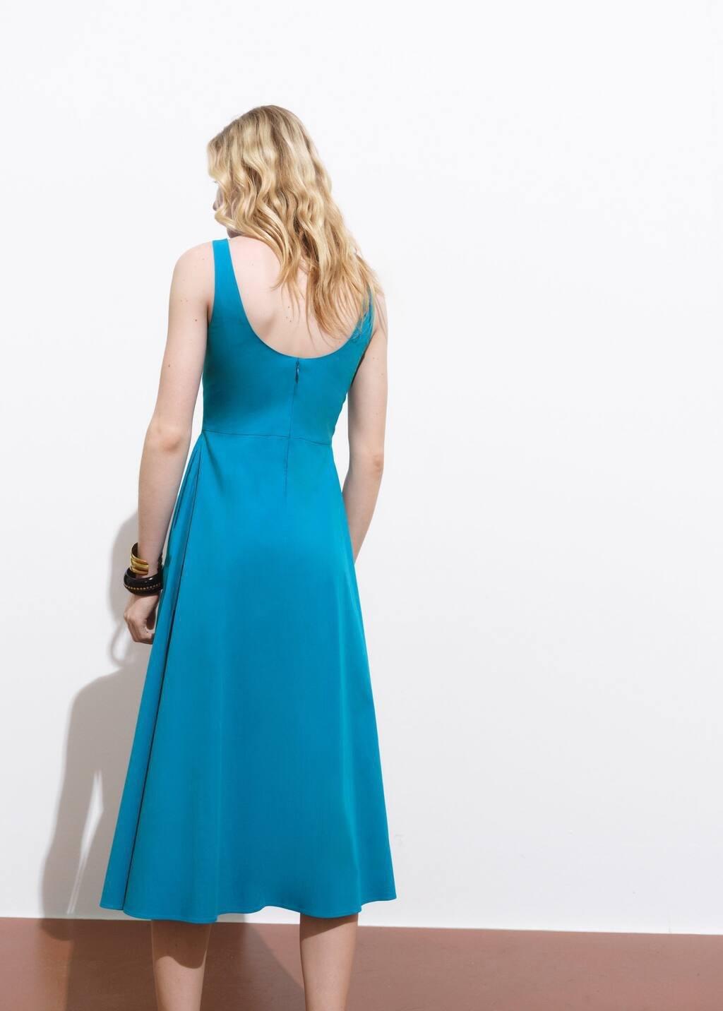 Blue Flared Midi-Dress, , large image number 4