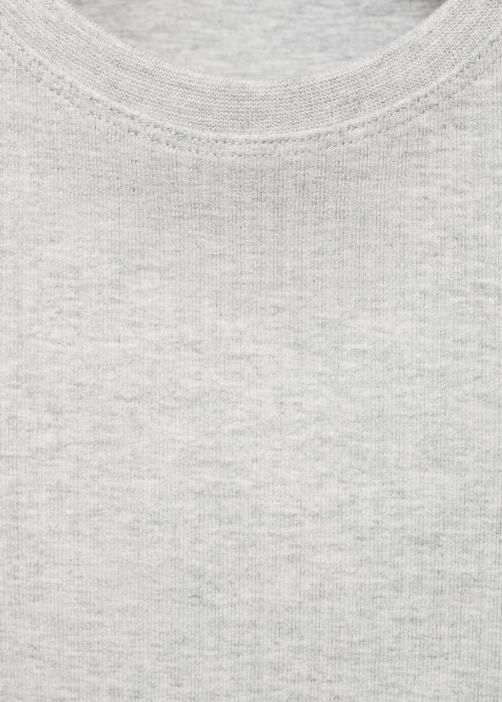 Grey Lt Pastel Ribbed Cotton T-Shirt, Kids Girl, Light Pastel Grey, large image number 1