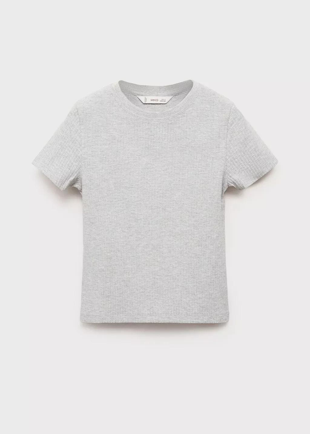 Grey Lt Pastel Ribbed Cotton T-Shirt, Kids Girl, Light Pastel Grey, large image number 3