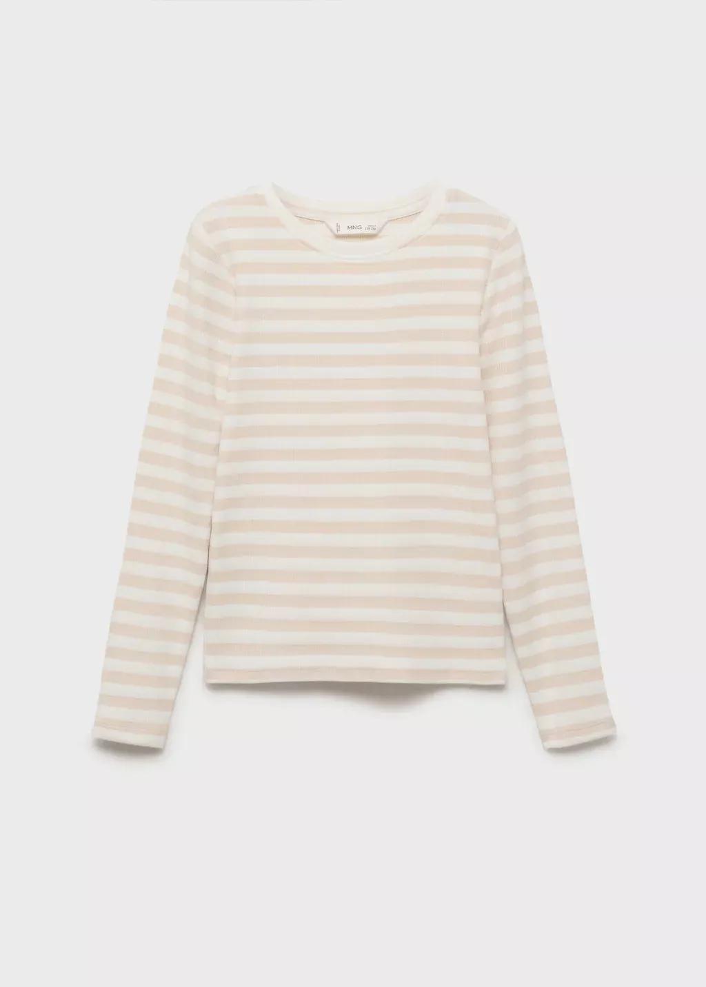 Brown Lt Pastel Basic Striped T-Shirt, Kids Girl, , large image number 3