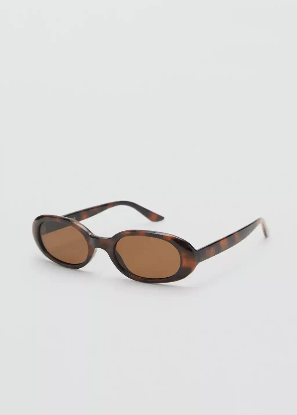 Brown Oval Frame Sunglasses, Dark Brown, large image number 0
