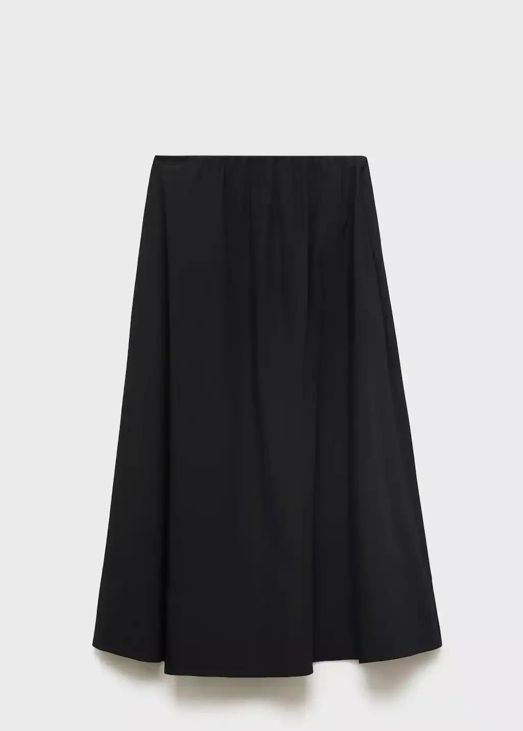 Black Flared Cotton Skirt, , large image number 0