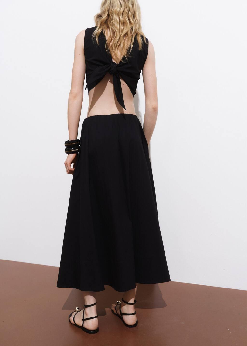 Black Flared Cotton Skirt, , large image number 4