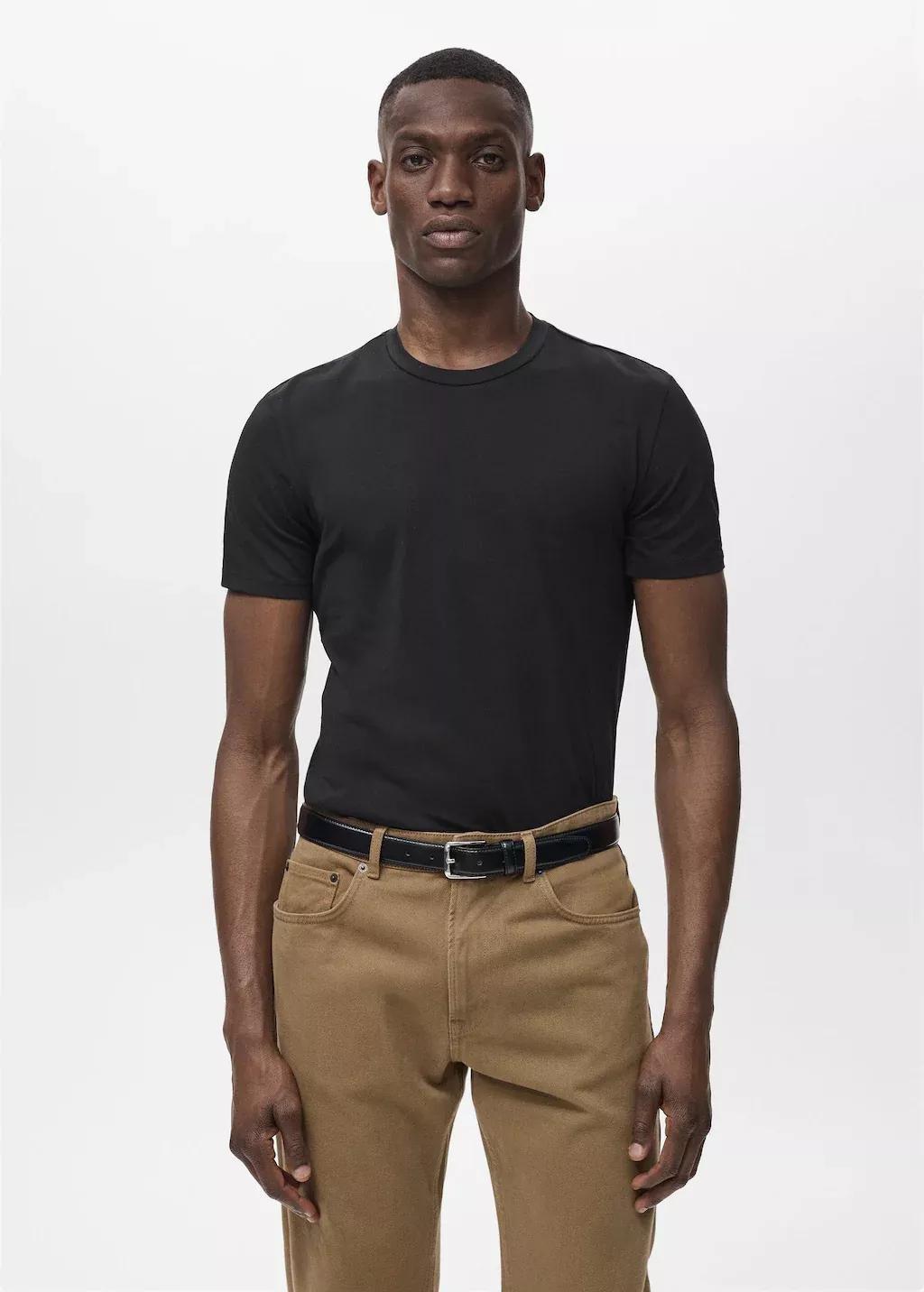 Black Stretch Cotton T-Shirt, , large image number 0
