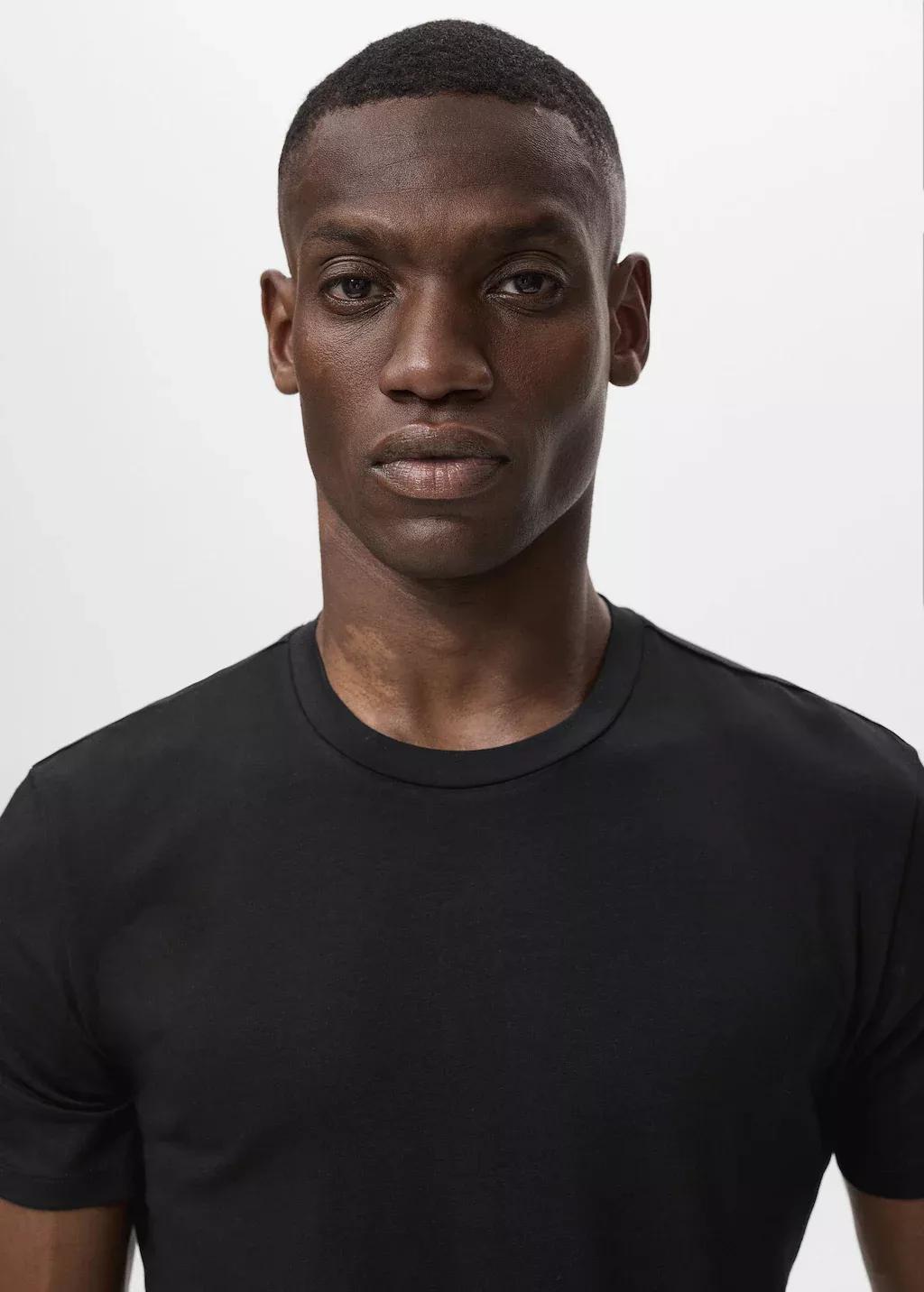 Black Stretch Cotton T-Shirt, , large image number 1