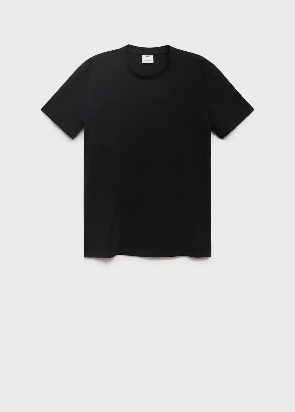 Black Stretch Cotton T-Shirt, , large image number 3