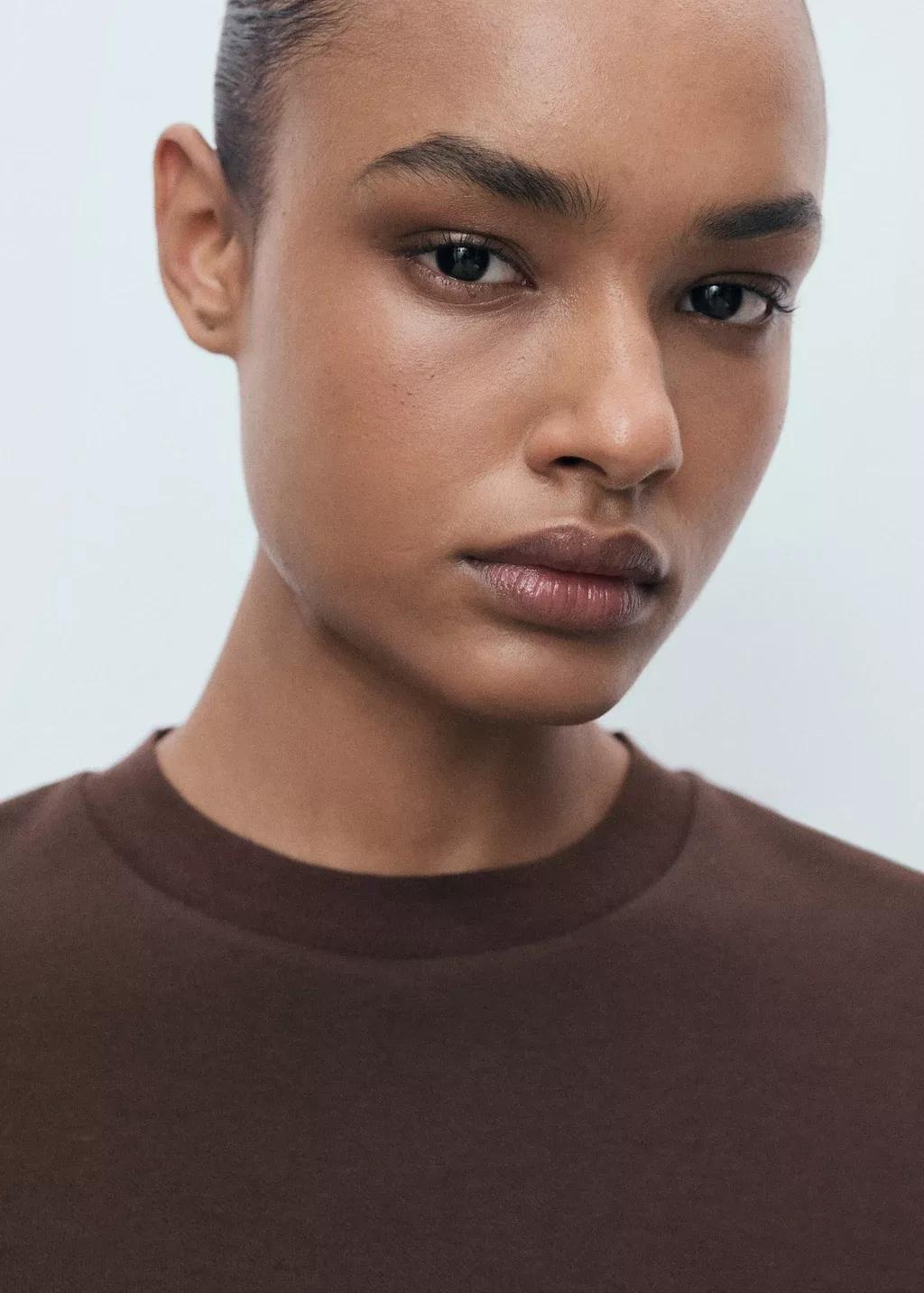 Brown Cotton Short-Sleeved T-Shirt, Brown, large image number 1