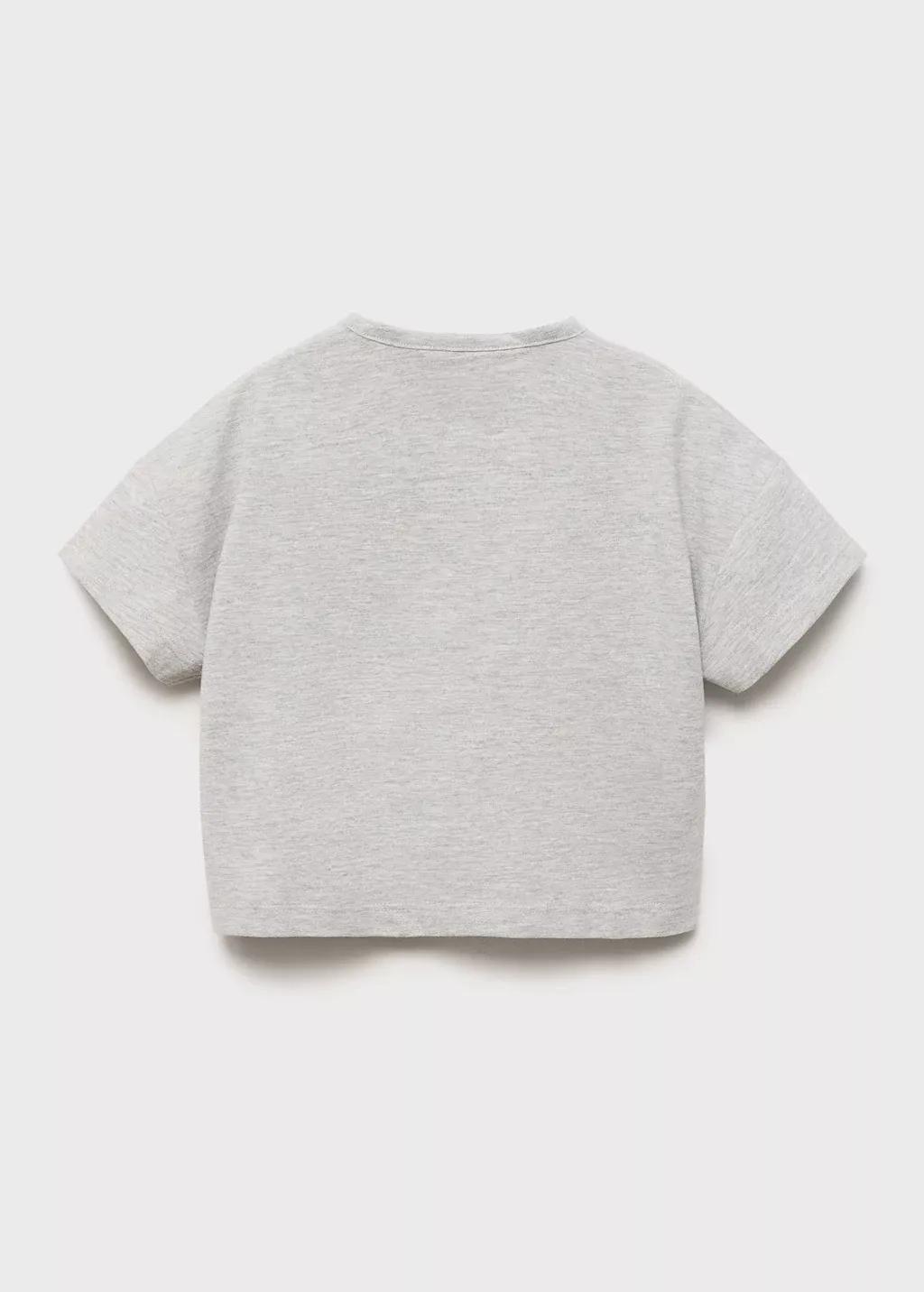 Grey Knot Cotton T-Shirt, Kids Girls, , large image number 4