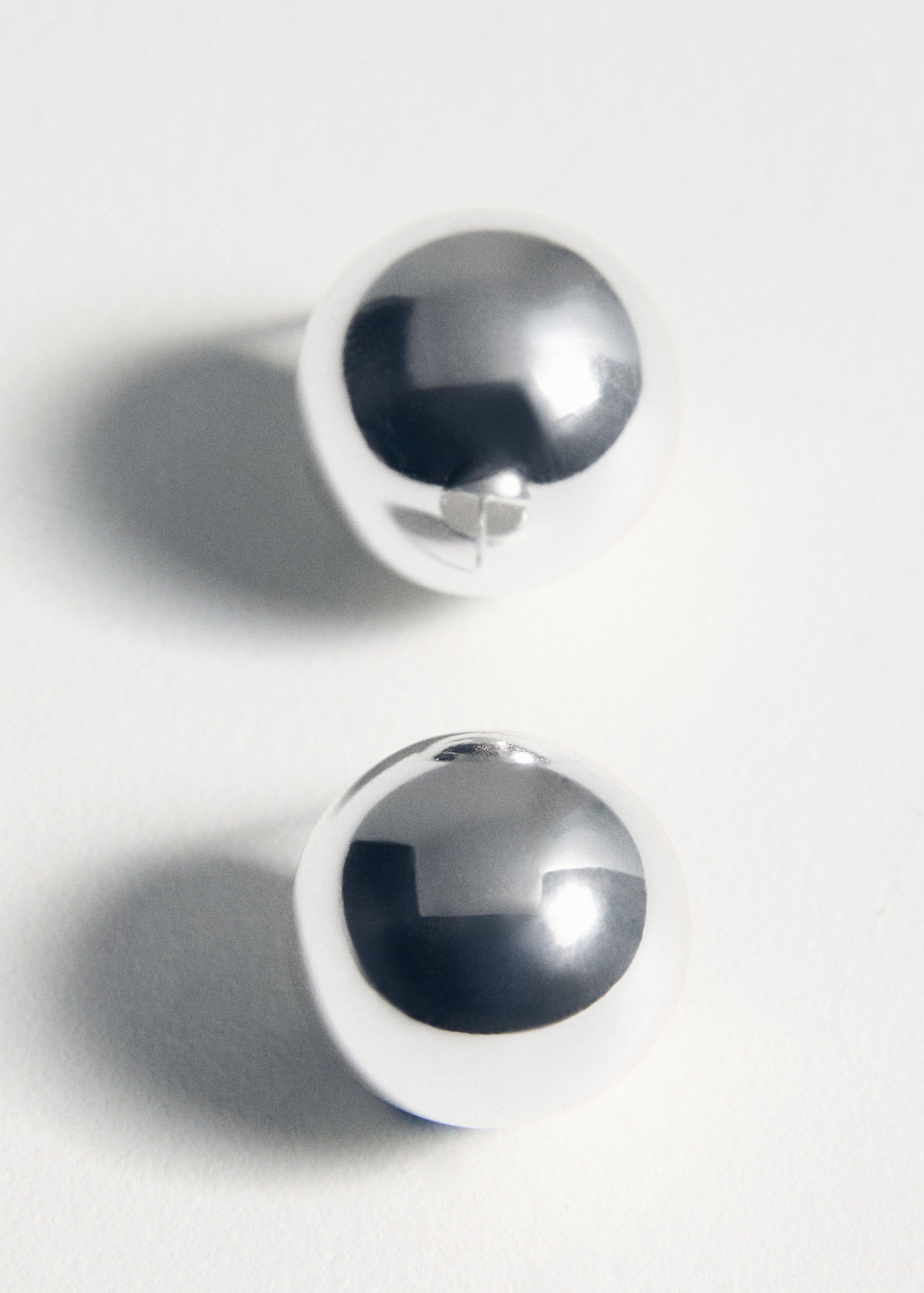 Silver Stainless Steel Ball Earrings, 0201_PL, large image number 2