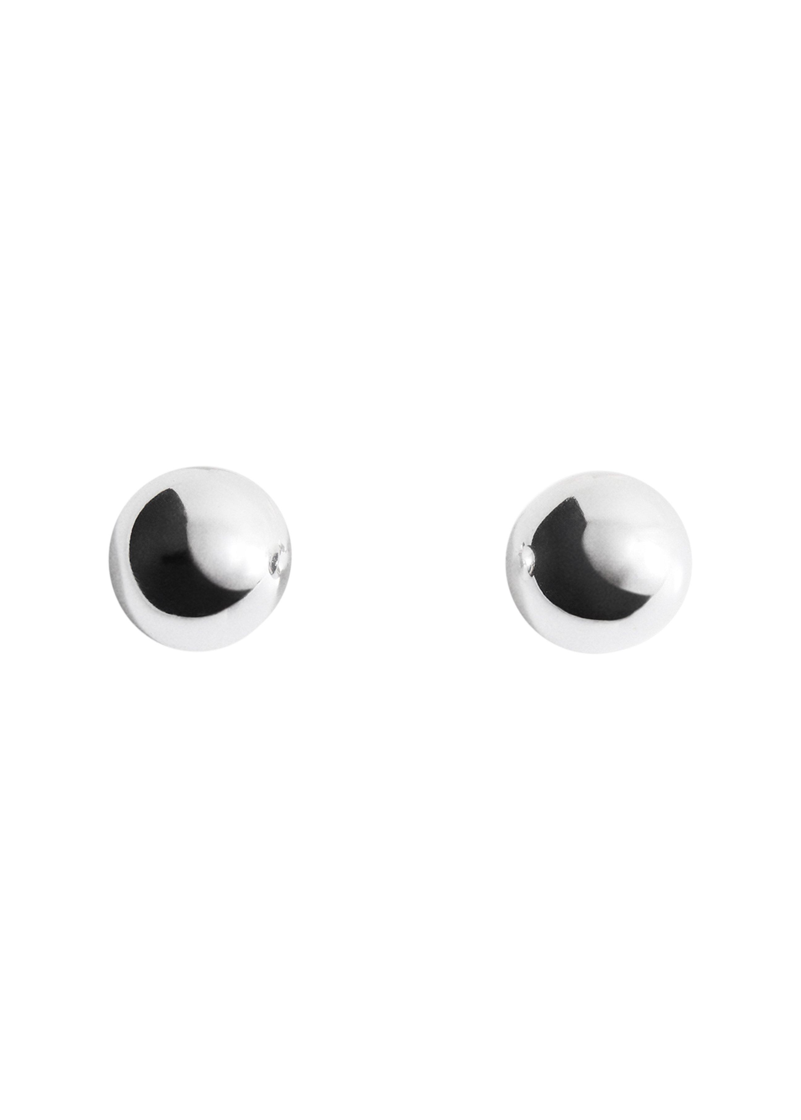 Silver Stainless Steel Ball Earrings, 0201_PL, large image number 3