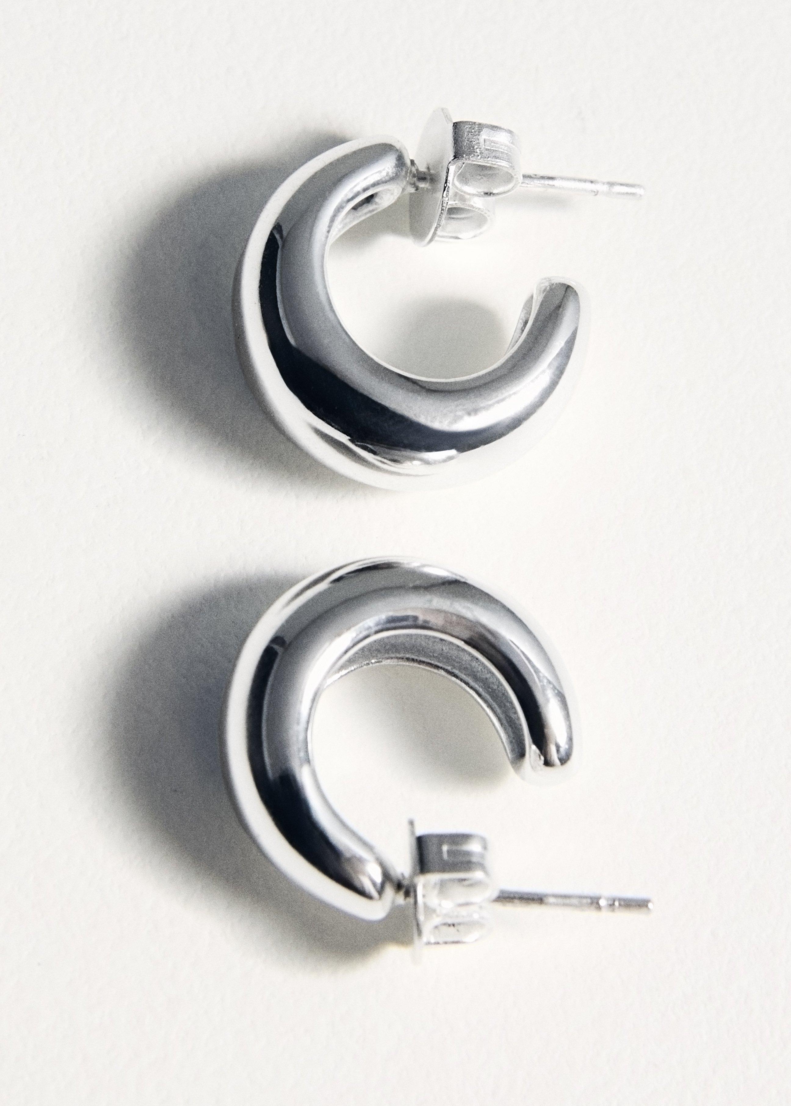 Silver Stainless Steel Volume Hoop Earrings, 0201_PL, medium