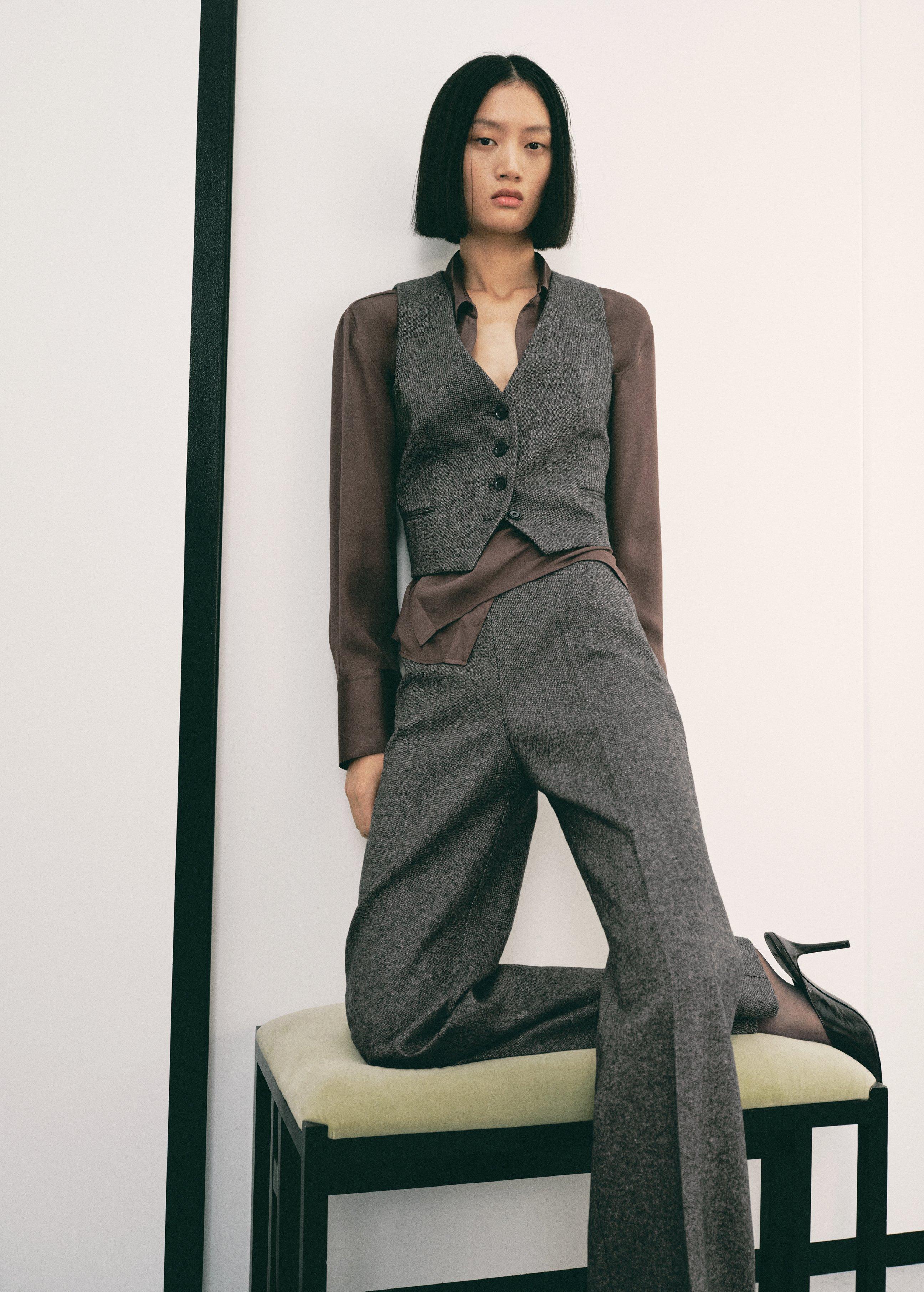 Grey Speckled Wool Waistcoat, 0201_92, large image number 2