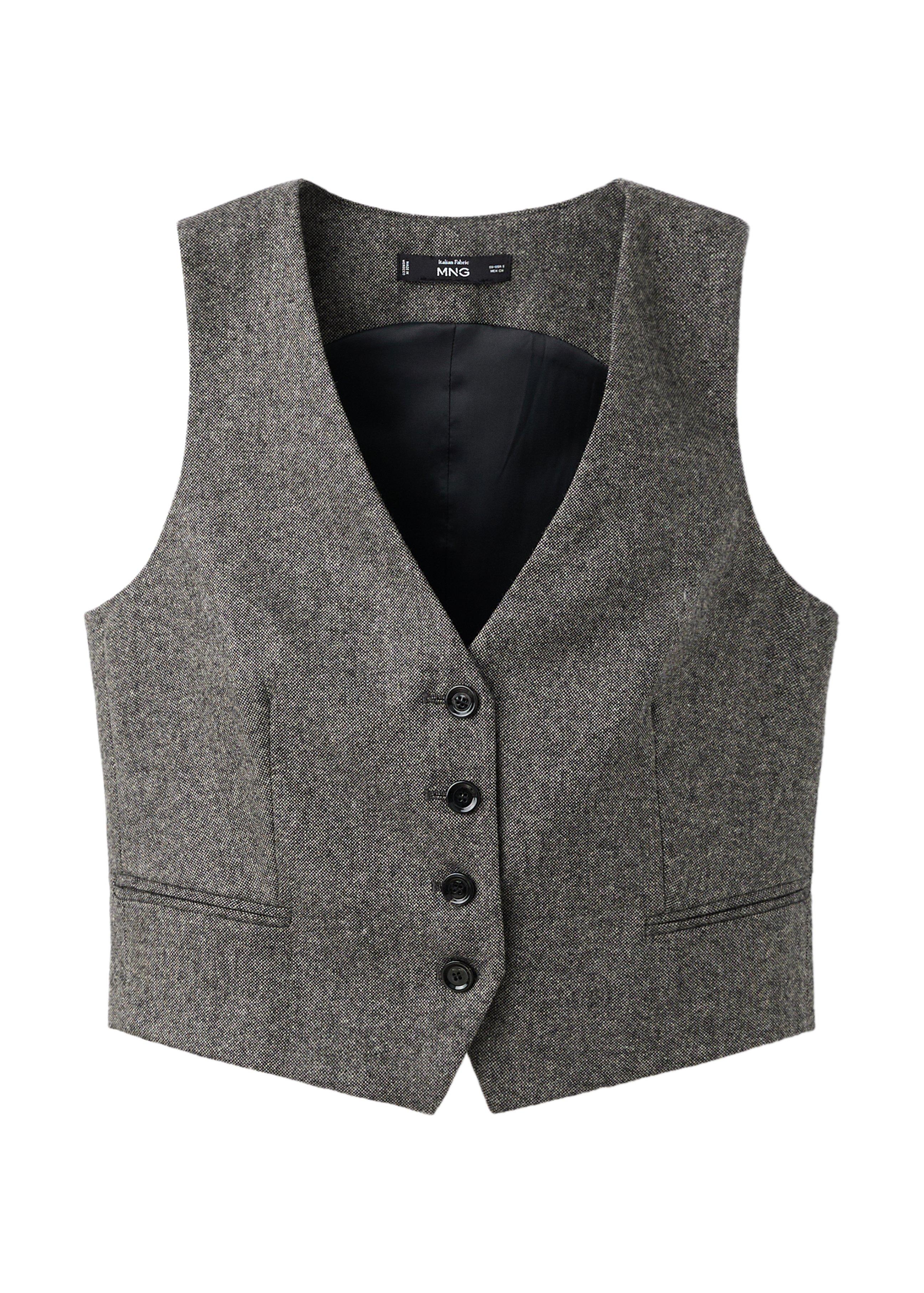 Grey Speckled Wool Waistcoat, 0201_92, large image number 3