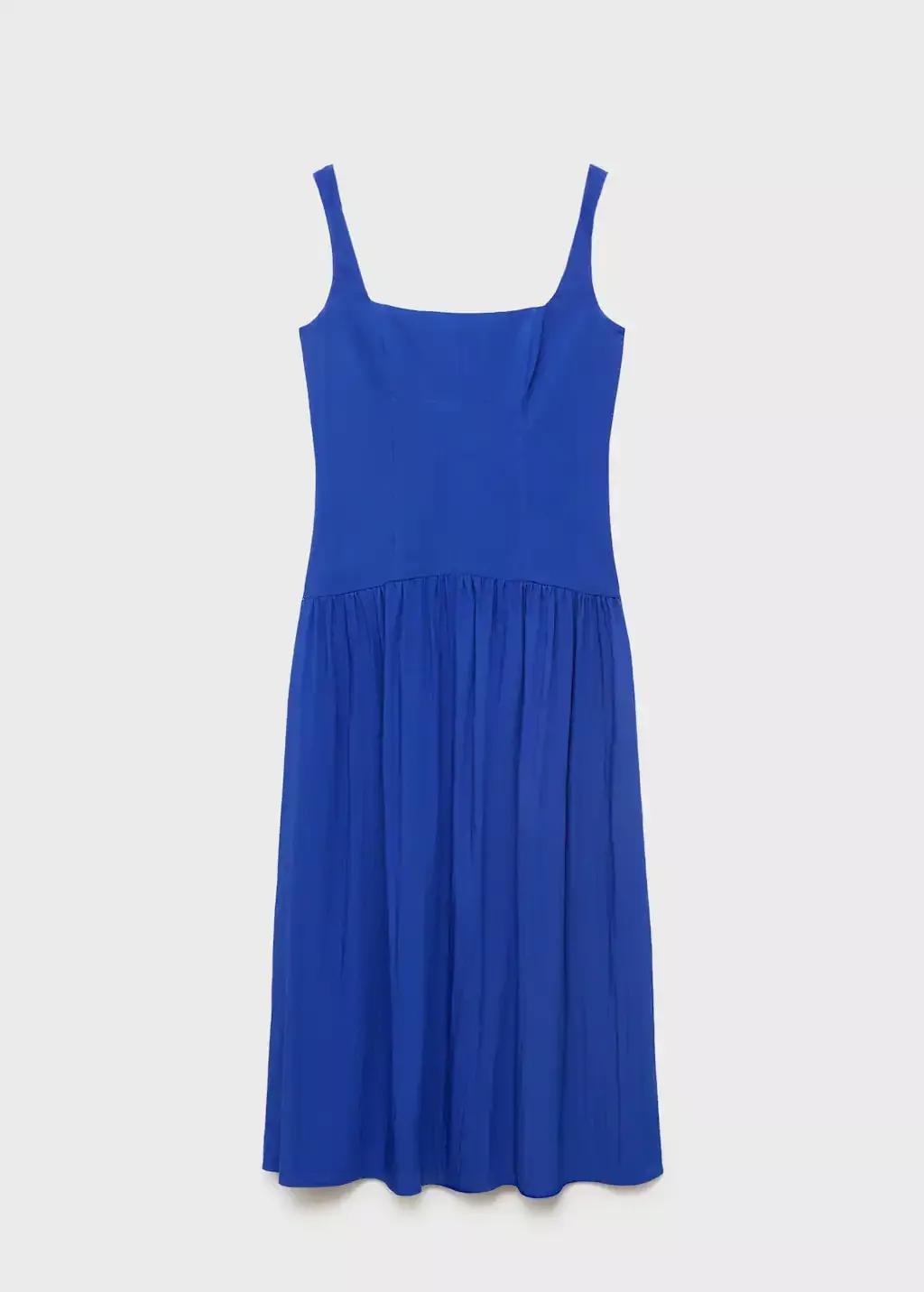 Blue Flared Cotton Dress, , large image number 0