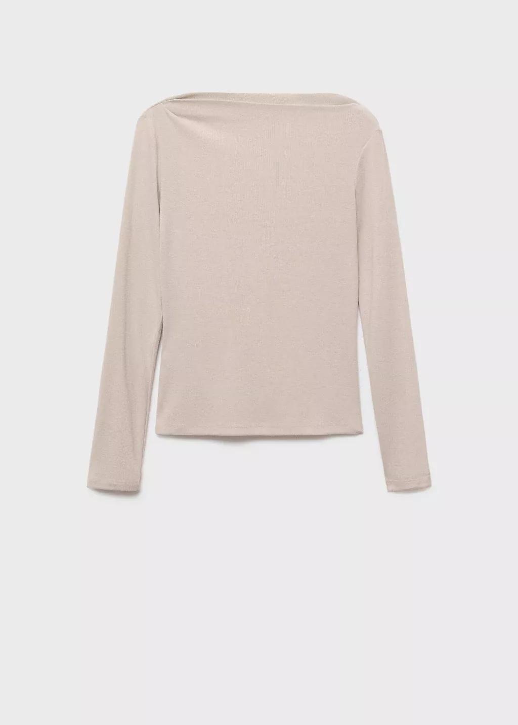 Brown Long-Sleeved Boat-Neck T-Shirt, , large image number 3