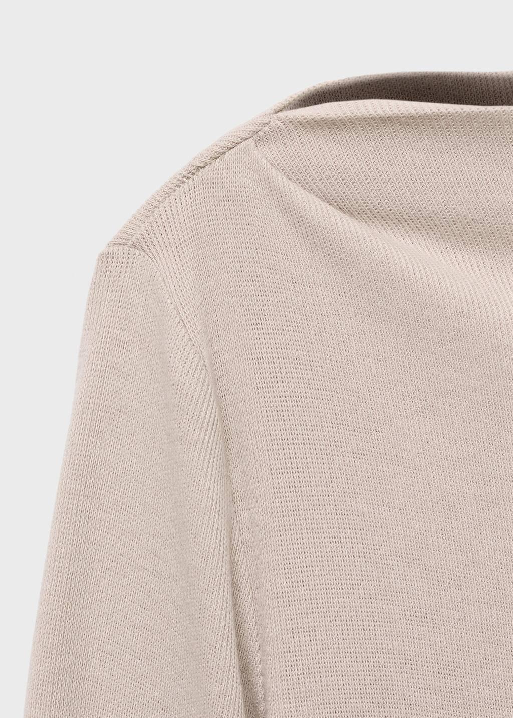 Brown Long-Sleeved Boat-Neck T-Shirt, , large image number 7