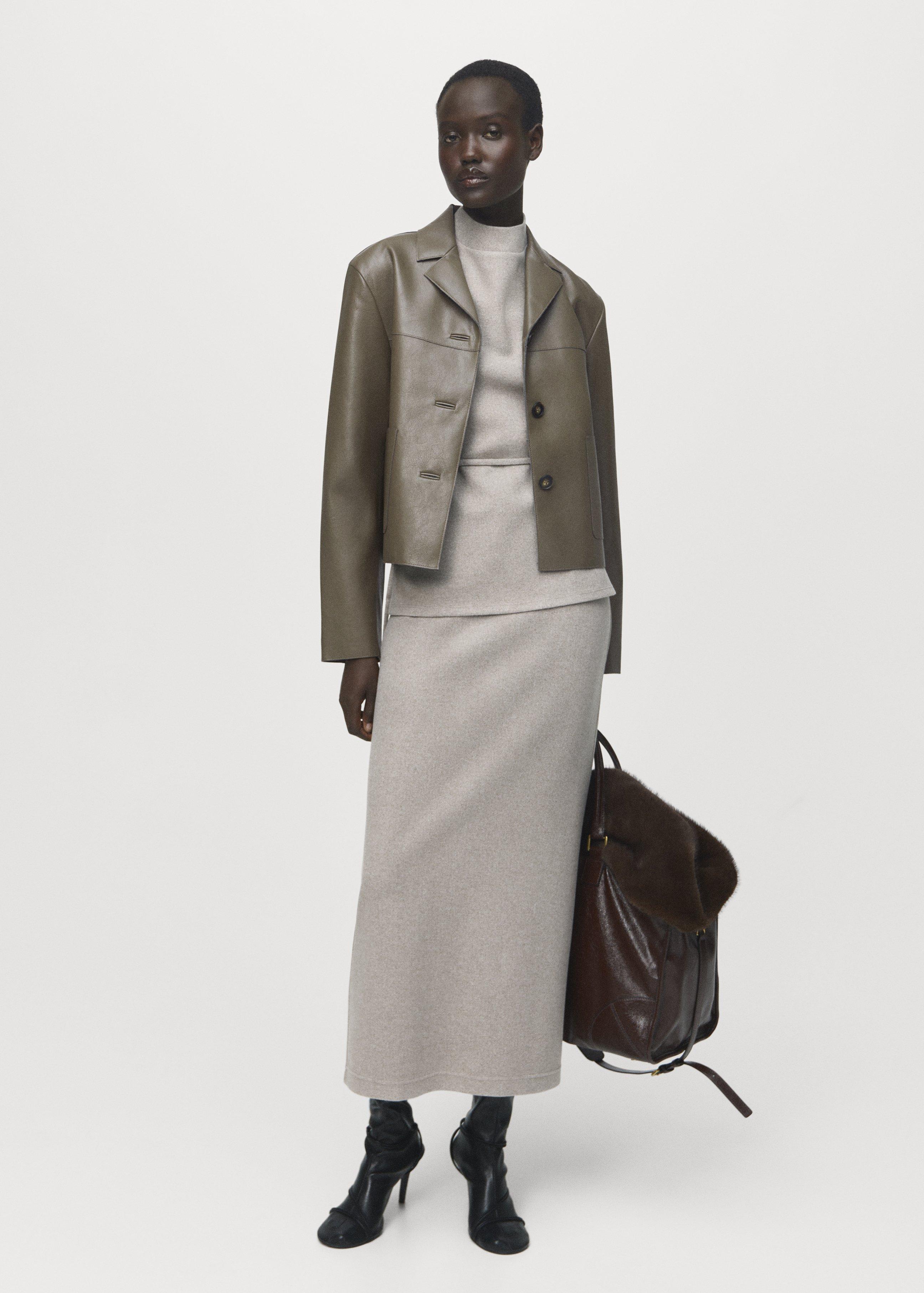 Brown Turtleneck Top With Belt, 0201_35, large image number 0