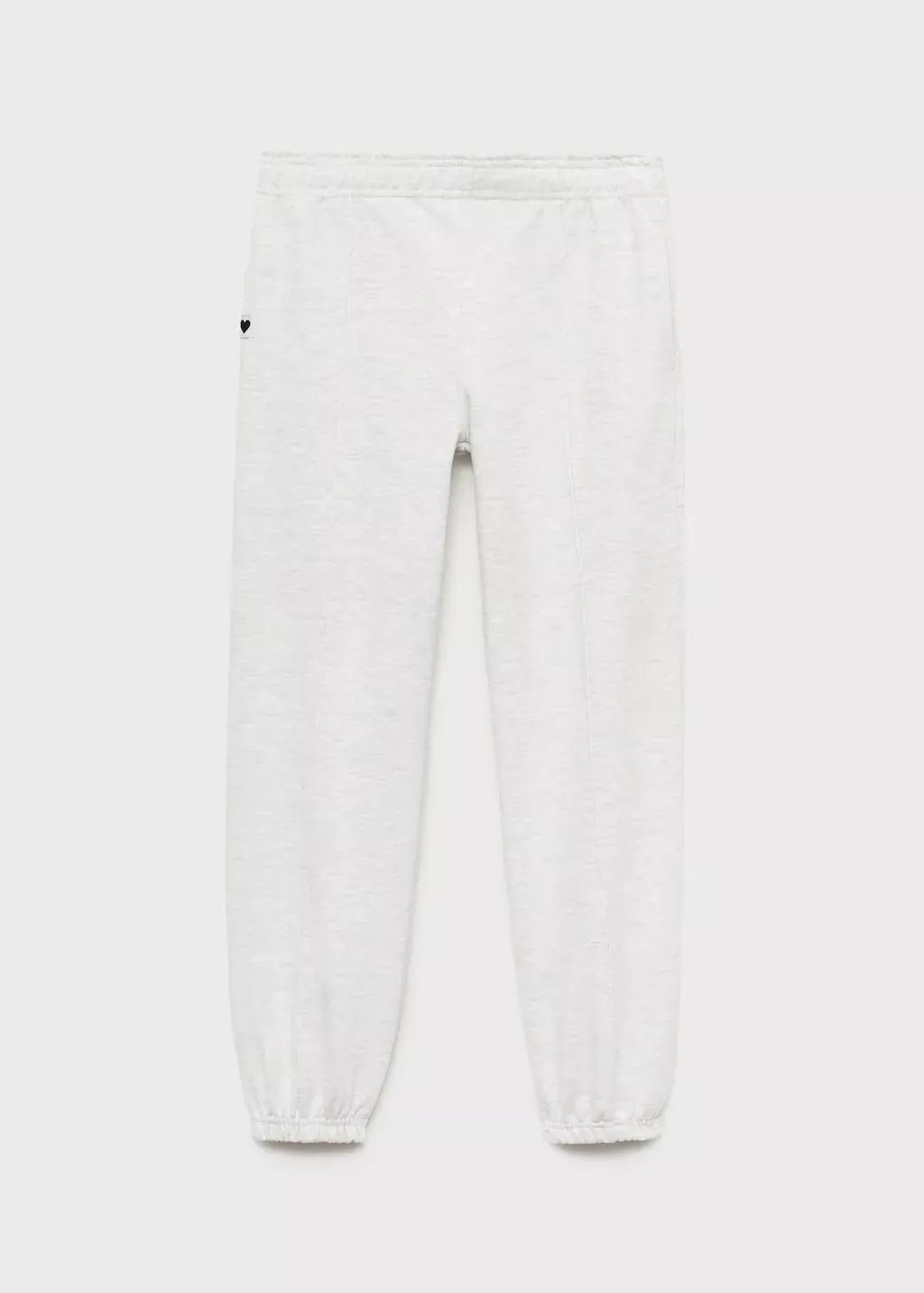 LT PASTEL GREY Cotton joggers with elastic waist, Kids Girl, , large image number 0