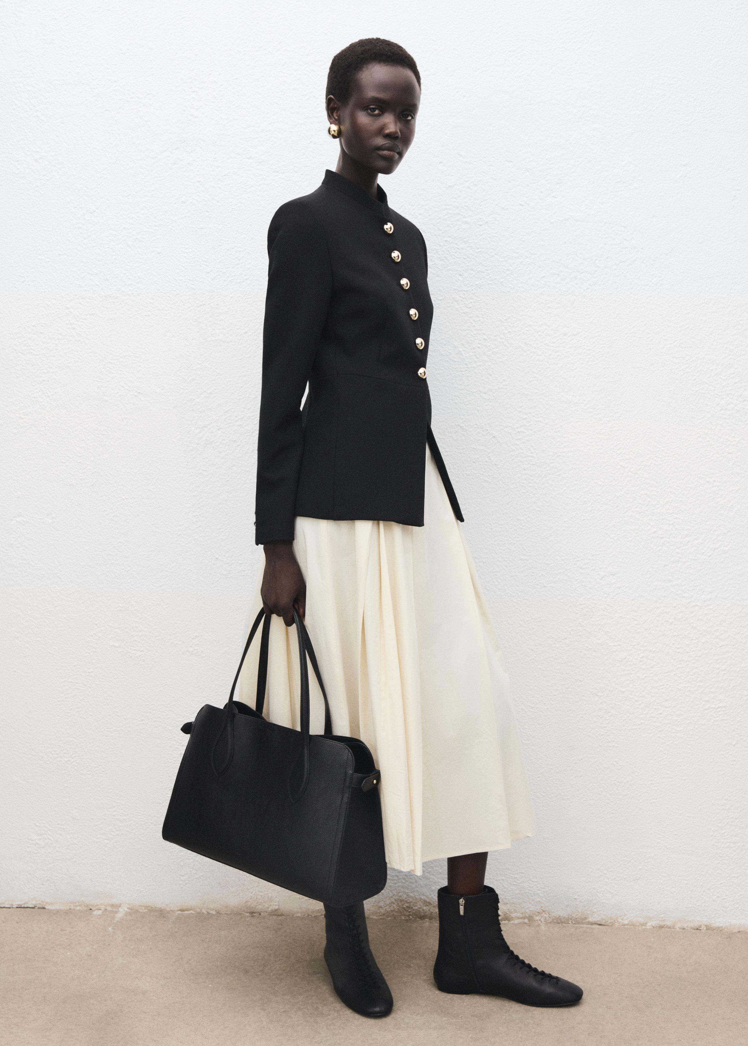 Black Jacket With Jewel-Button Collar, Black, large image number 0