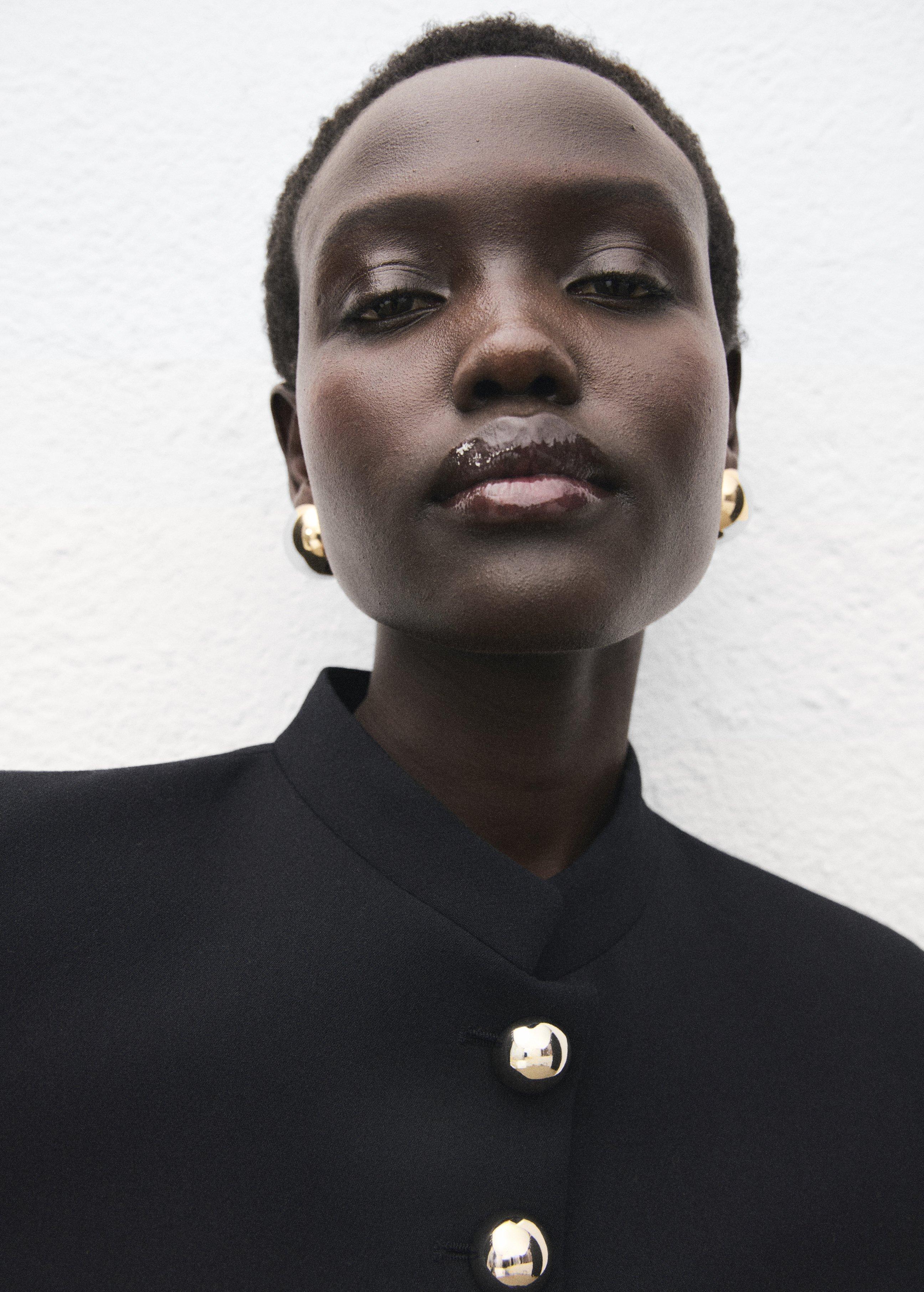 Black Jacket With Jewel-Button Collar, Black, large image number 3