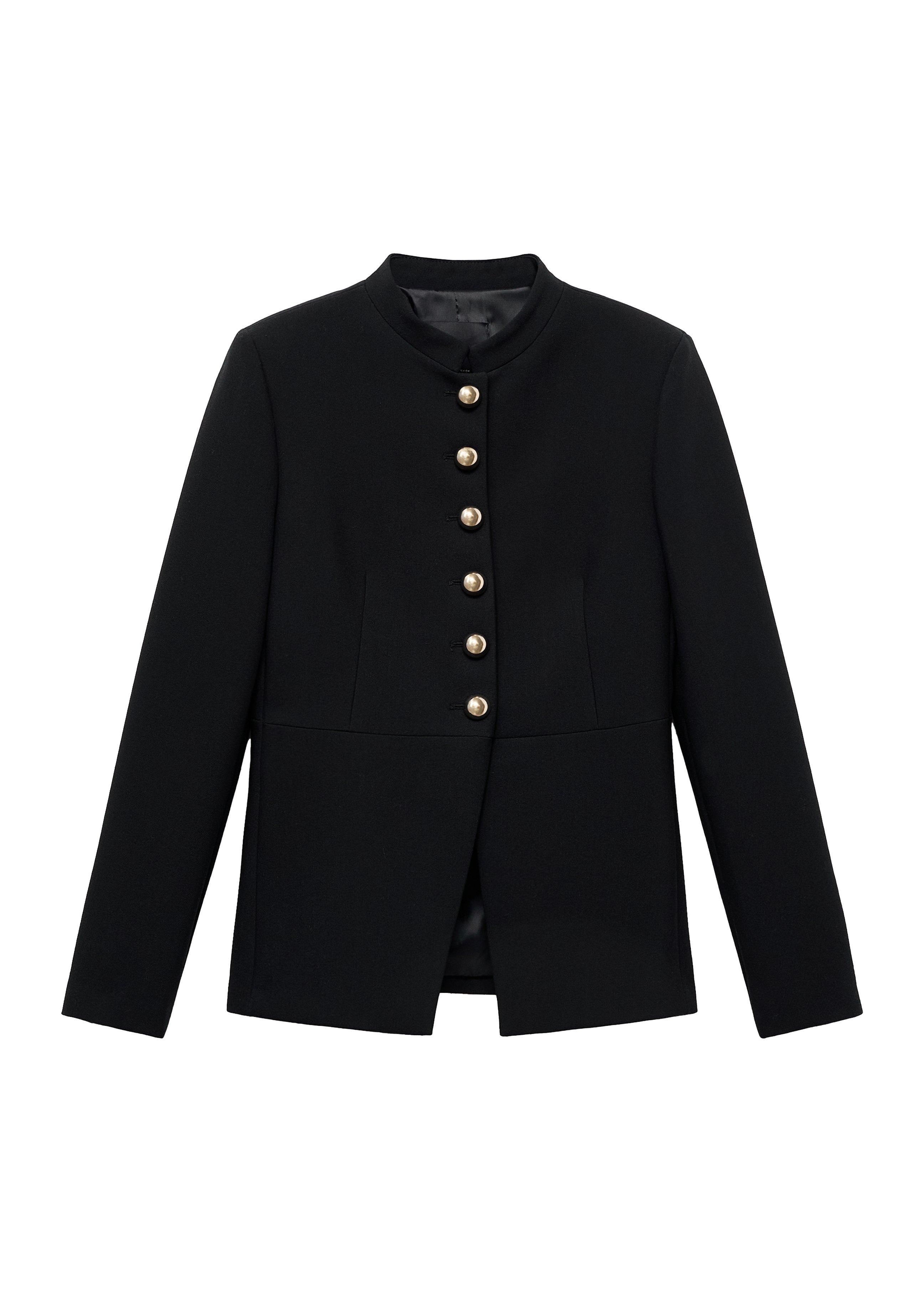 Black Jacket With Jewel-Button Collar, Black, large image number 7