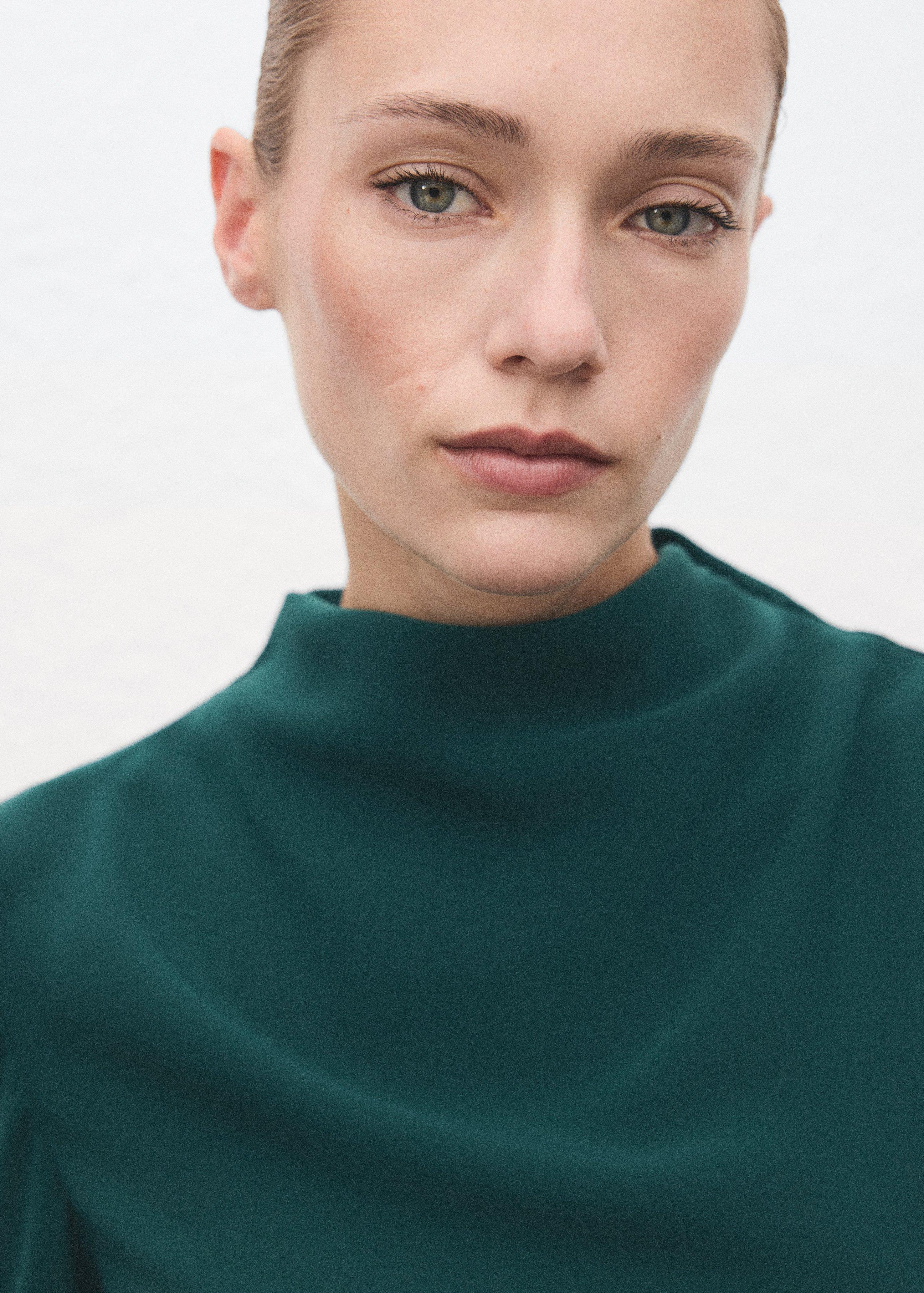 Green Ruched Dress With Draped Neckline, 0201_43, large image number 3