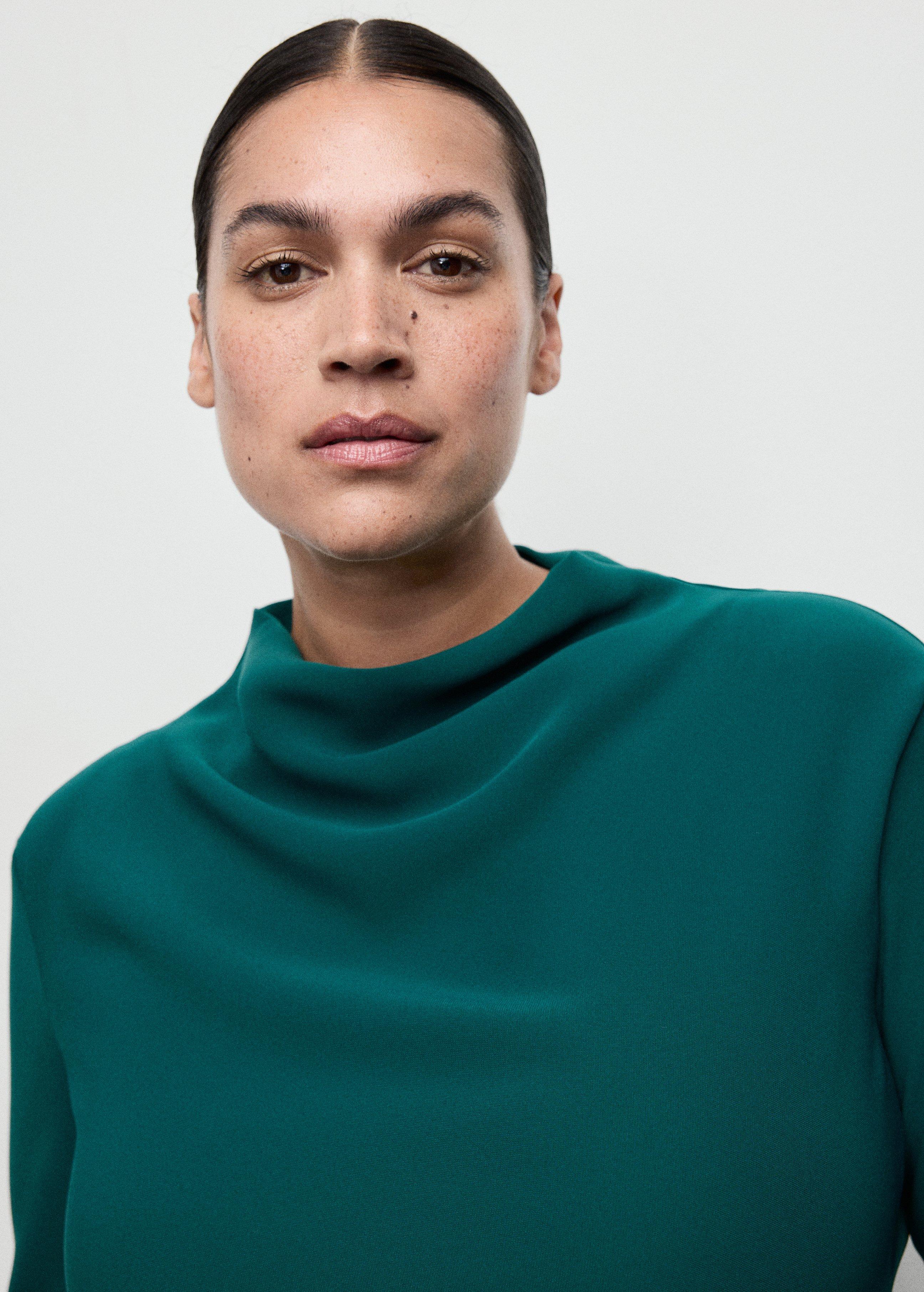 Green Ruched Dress With Draped Neckline, 0201_43, large image number 9