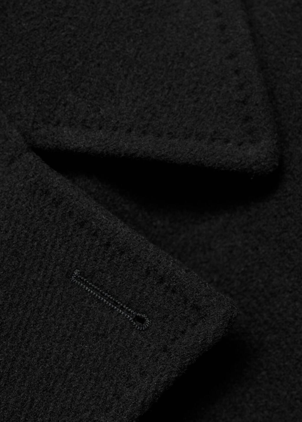 Black Wool Double-Breasted Coat With Buttons, Black, large image number 1
