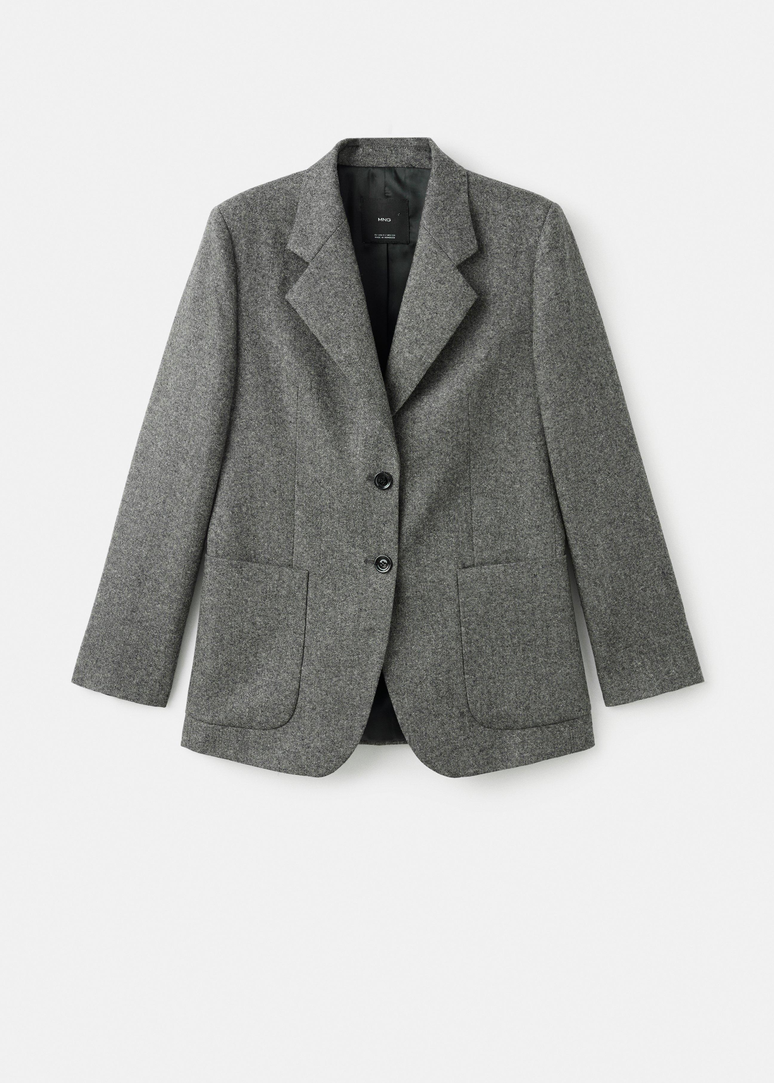 Grey Speckled Wool Suit Jacket, 0201_92, large image number 5