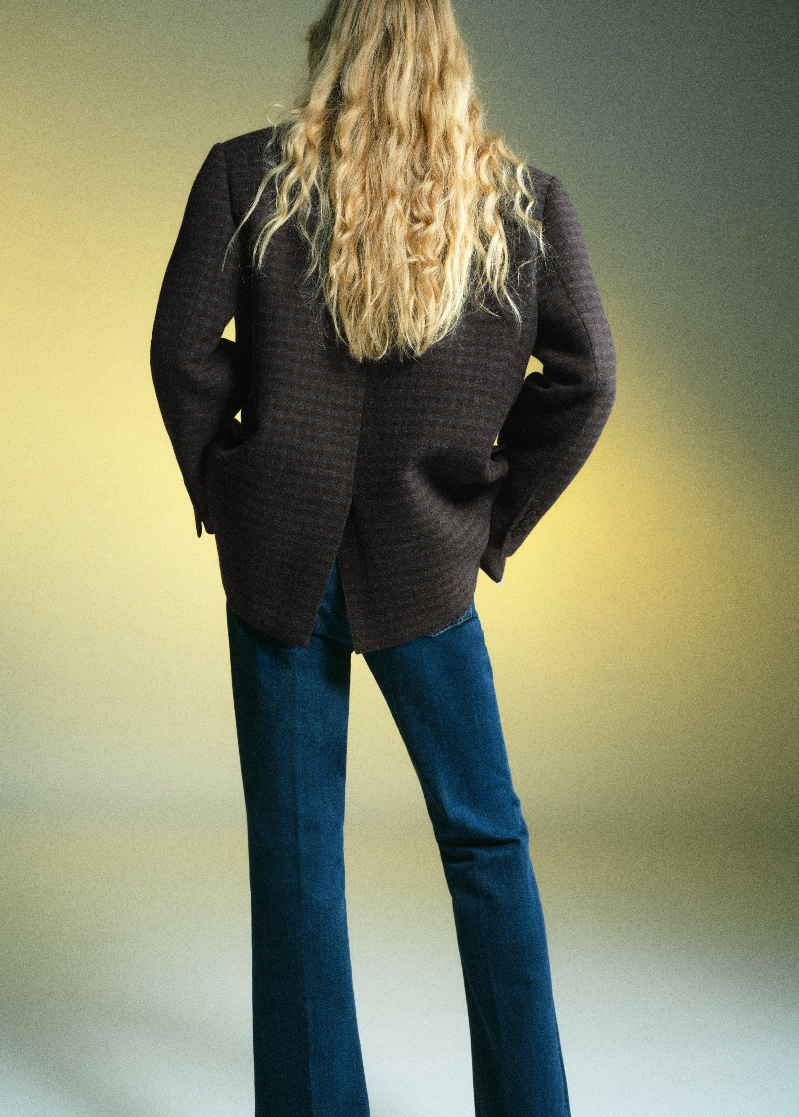 Brown Micro Houndstooth Wool Blazer, Brown, medium