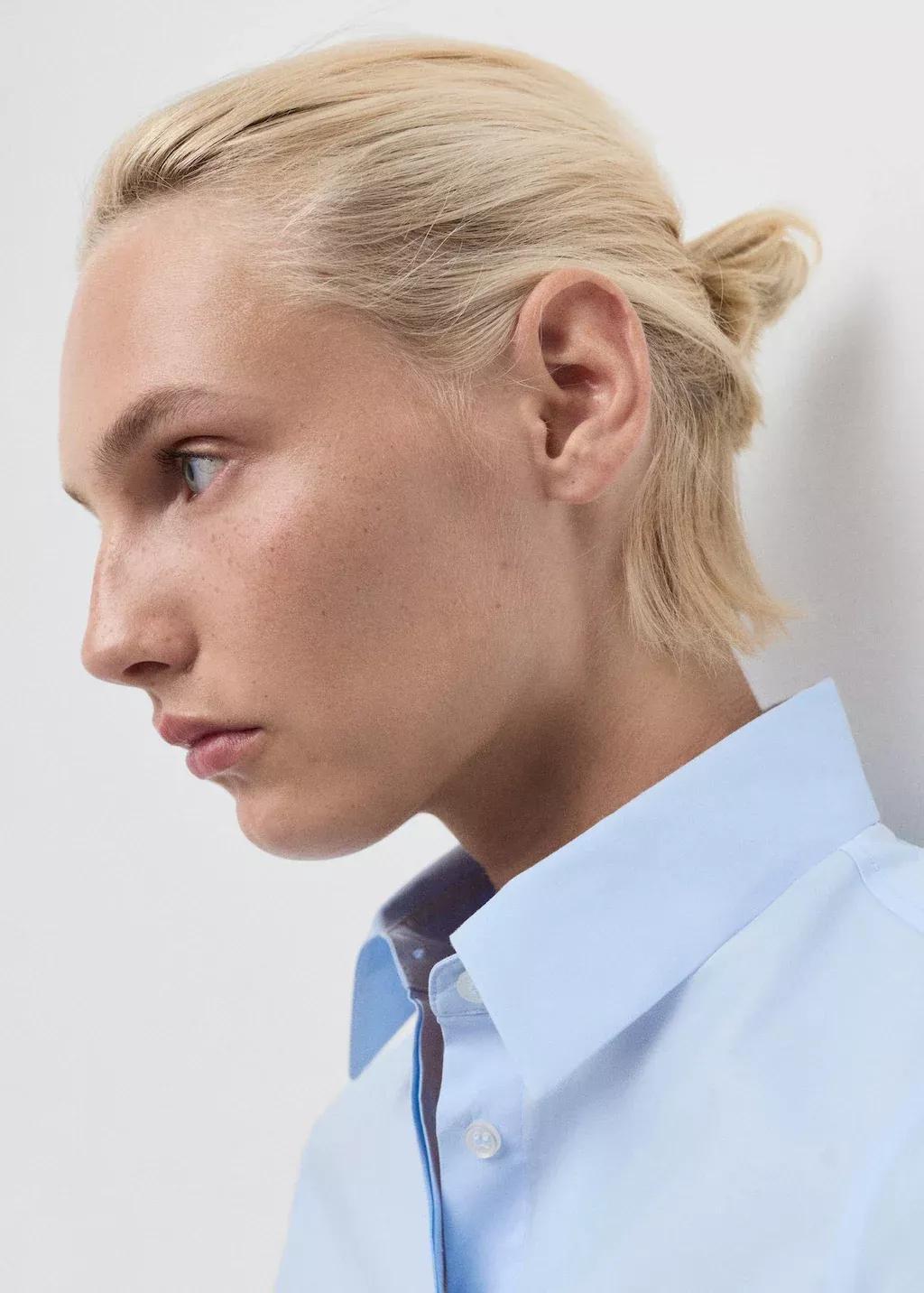 Blue Lt Pastel Slim-fit poplin shirt, Light-Pastel Blue, medium