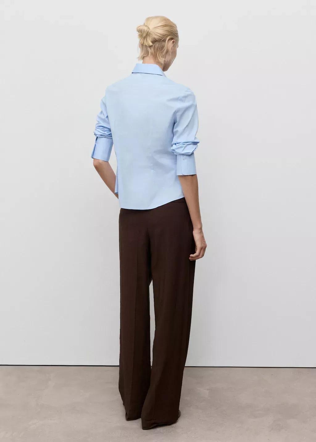 Blue Lt Pastel Slim-fit poplin shirt, , large image number 4