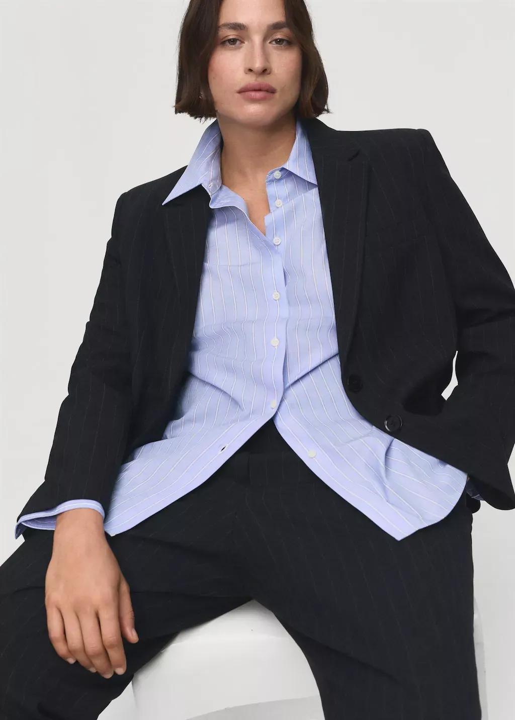 Navy Straight-Fit Suit Jacket, , large image number 6