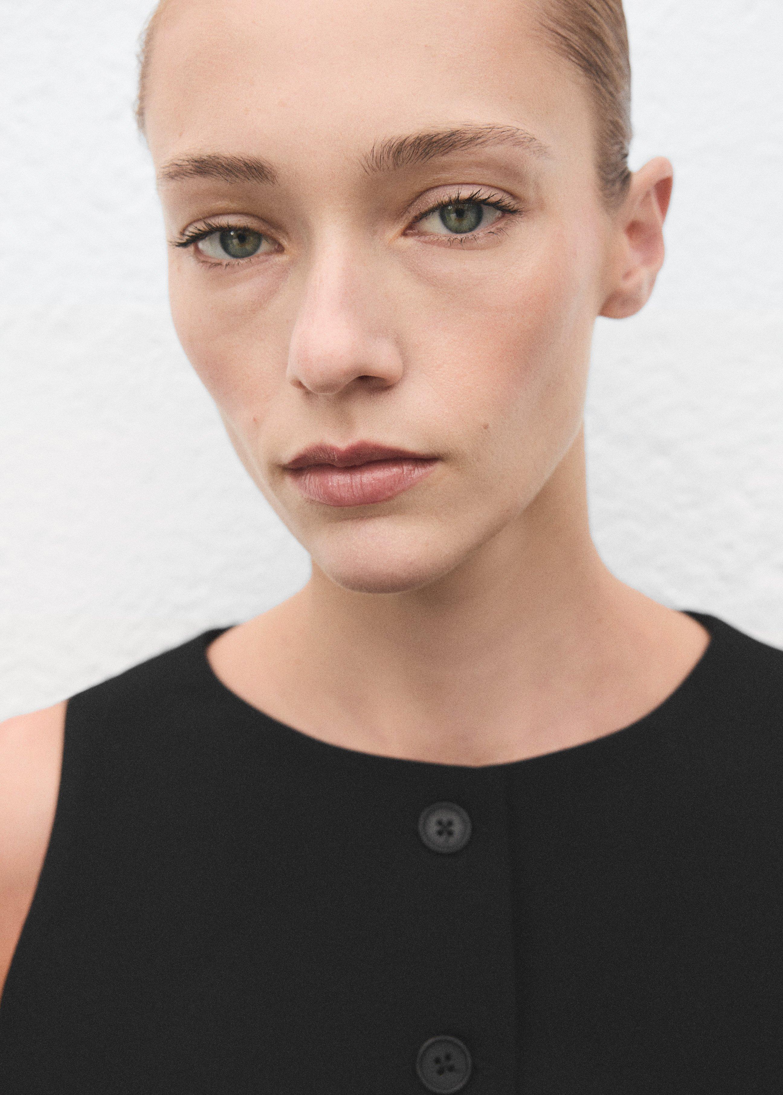 Black Suit Waistcoat With Buttons, Black, large image number 4