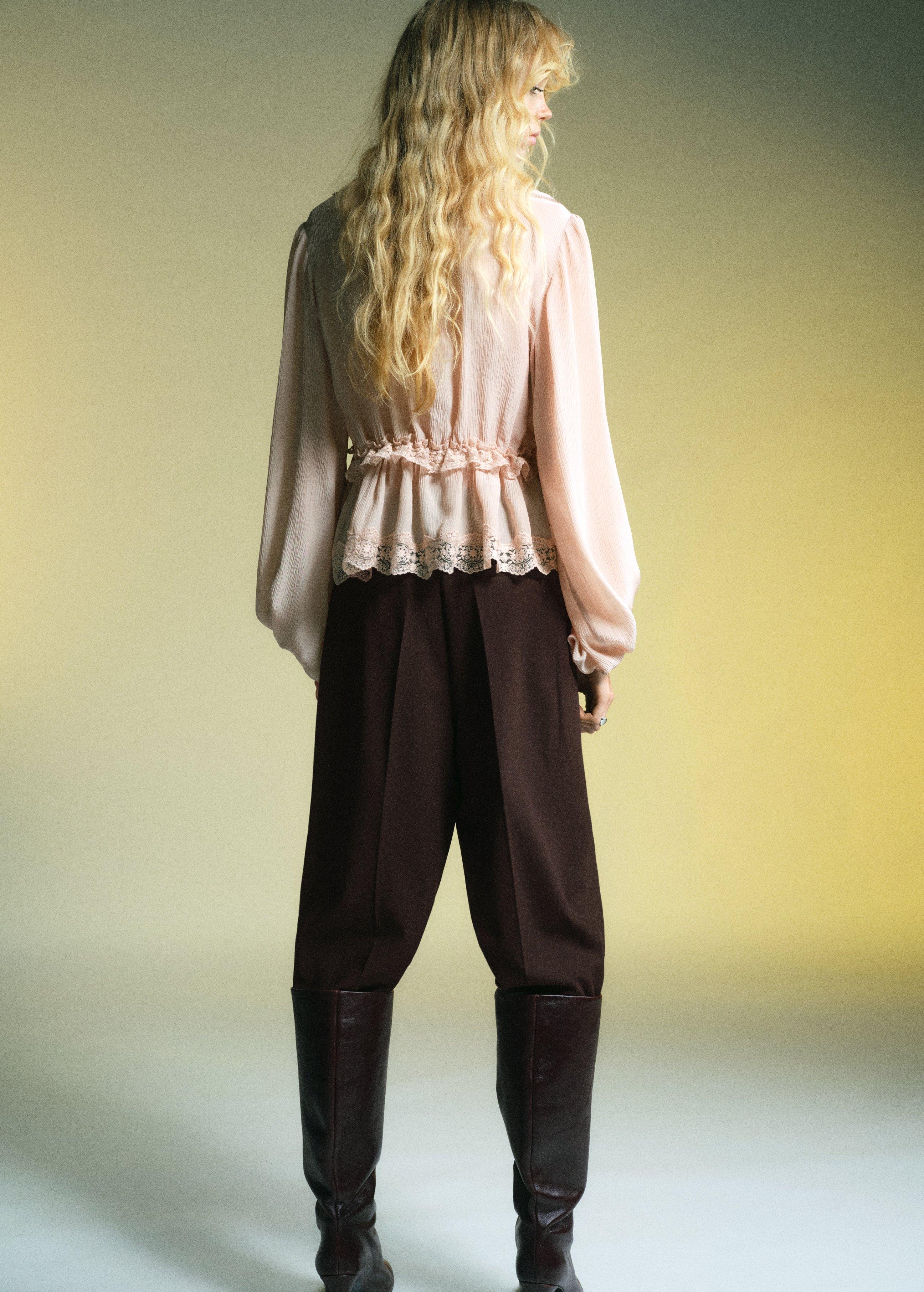 Brown Wide-Leg Mid-Rise Pleated Trousers, Dark Brown, medium