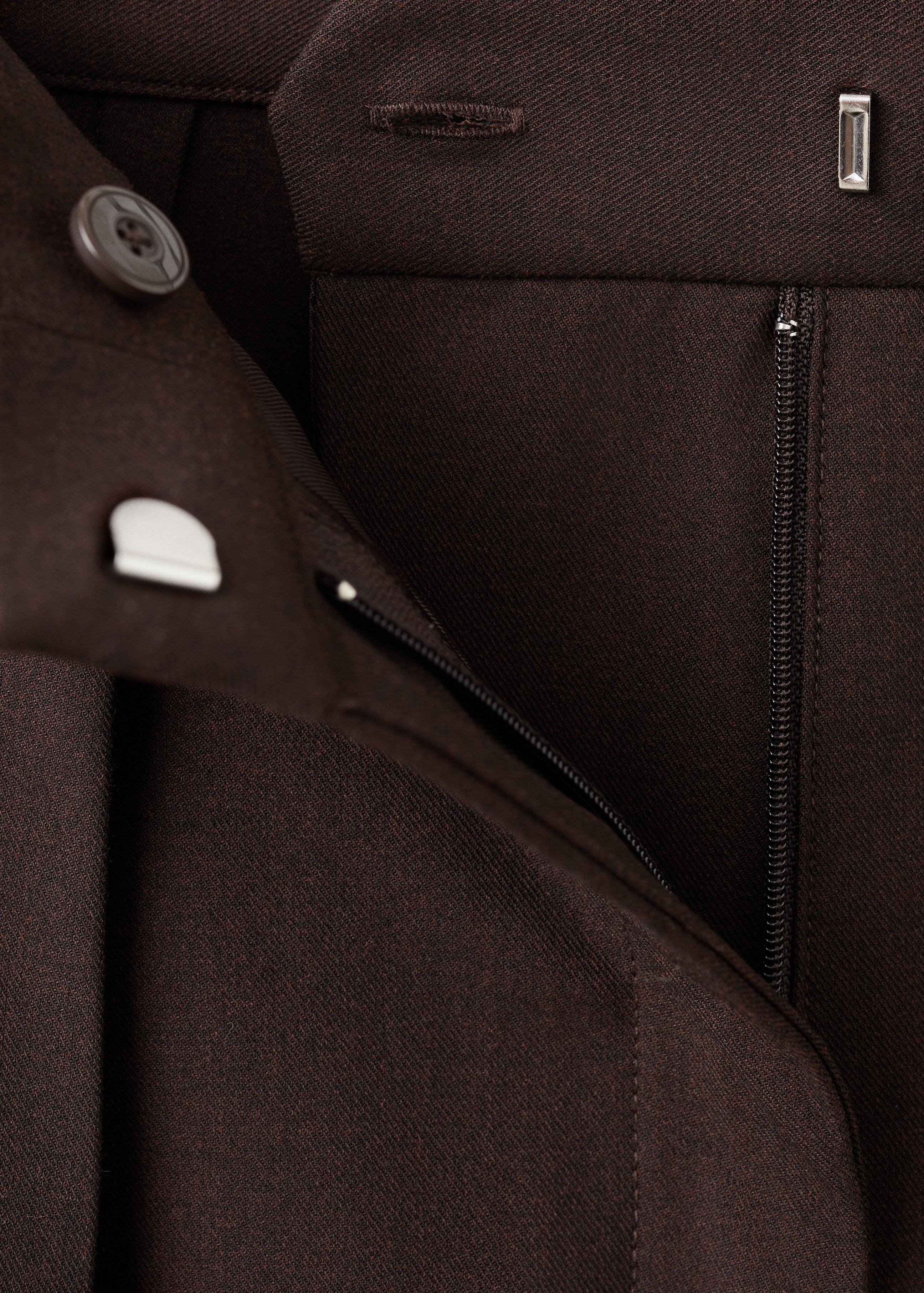 Brown Wide-Leg Mid-Rise Pleated Trousers, Dark Brown, large image number 4