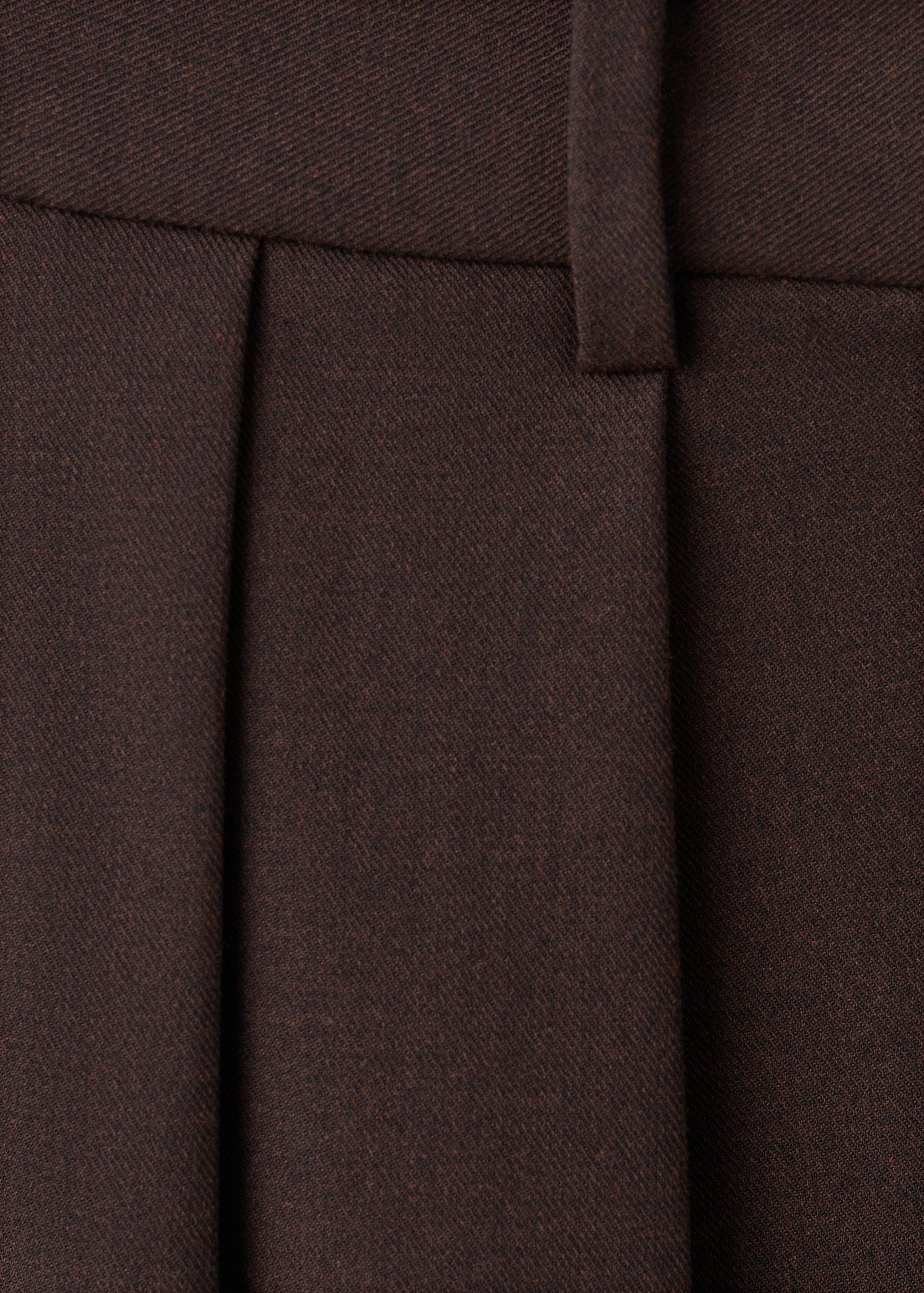 Brown Wide-Leg Mid-Rise Pleated Trousers, Dark Brown, large image number 5