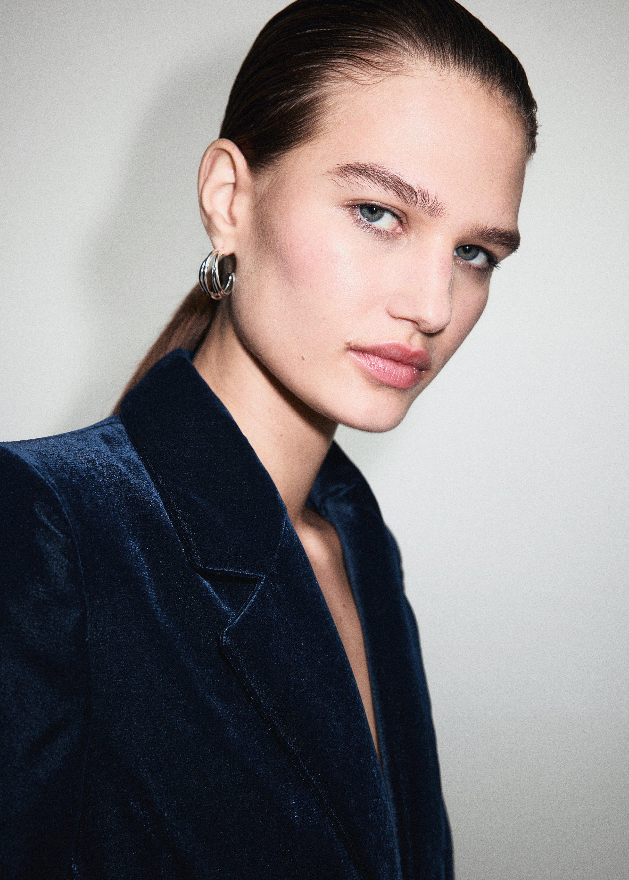 Navy Double-Breasted Velvet Blazer, Navy, large image number 3