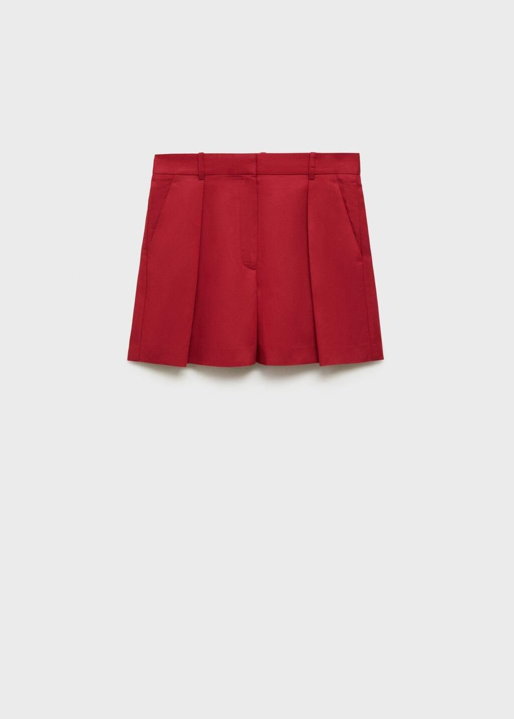 Red Linen Blend Suit Bermuda Shorts, , large image number 6