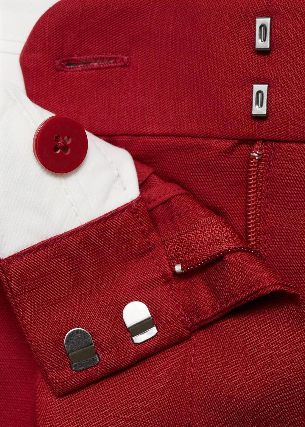 Red Linen Blend Suit Bermuda Shorts, , large image number 8