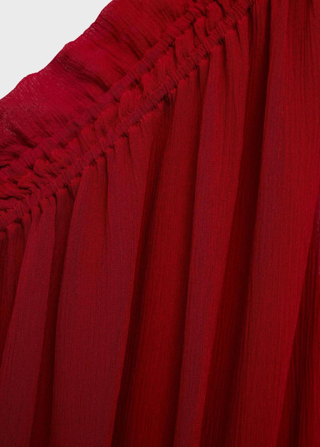 DARK RED Asymmetrical gathered dress with belt, , large image number 6