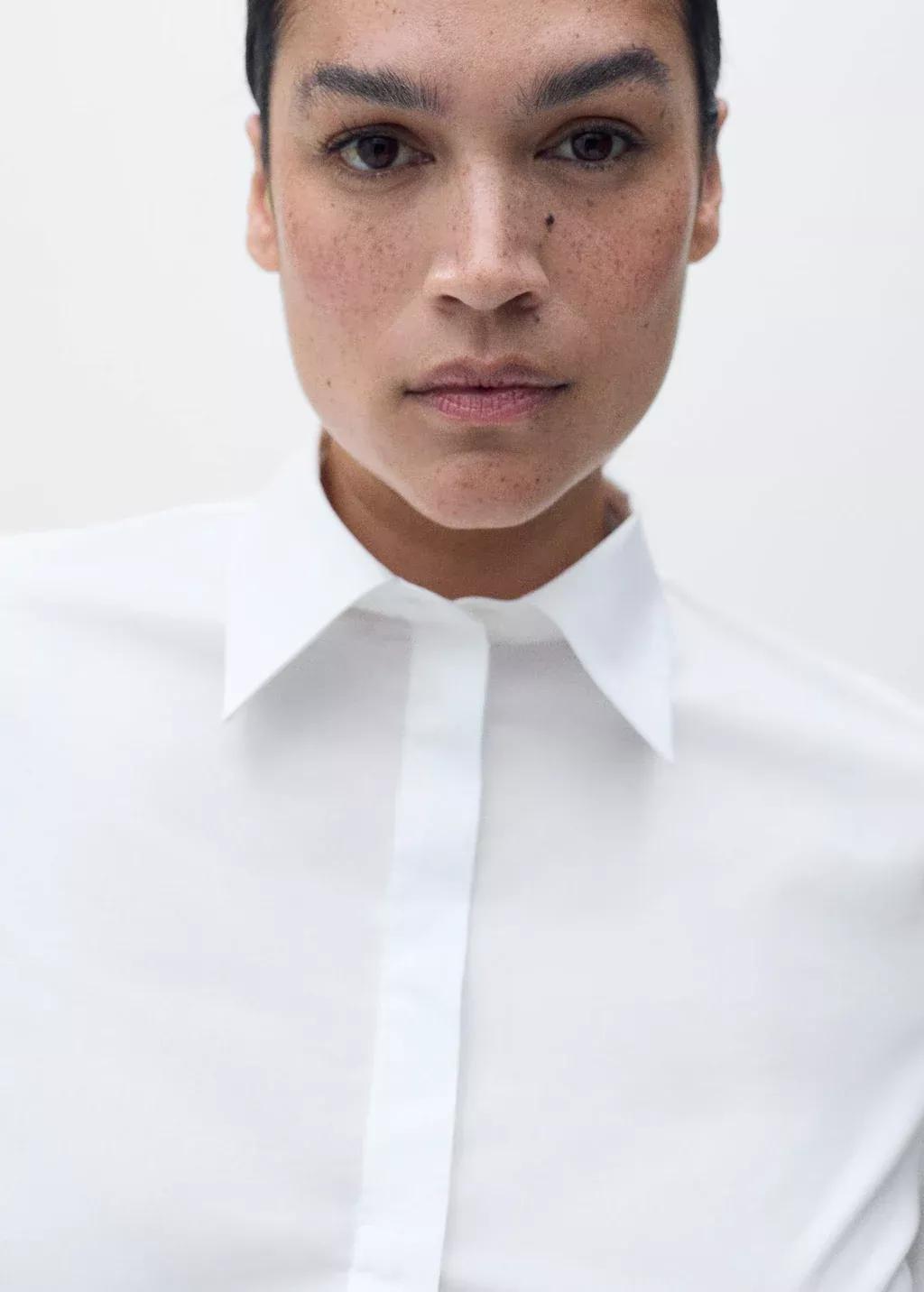 White Slim-Fit Poplin Shirt, , large image number 2