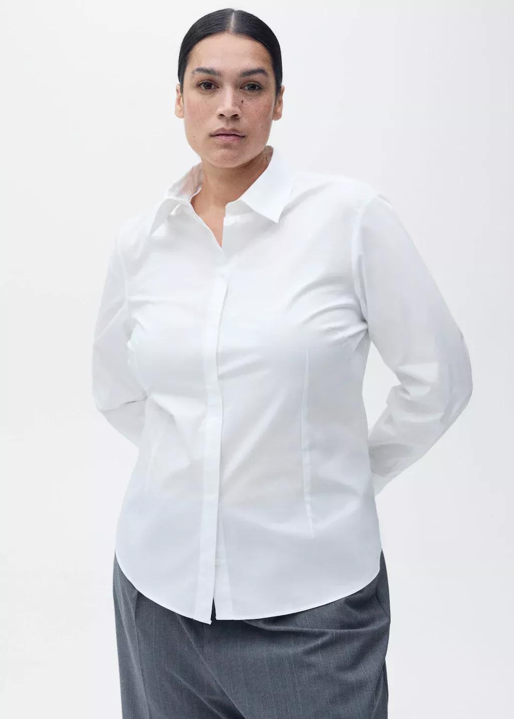 White Slim-Fit Poplin Shirt, , large image number 4